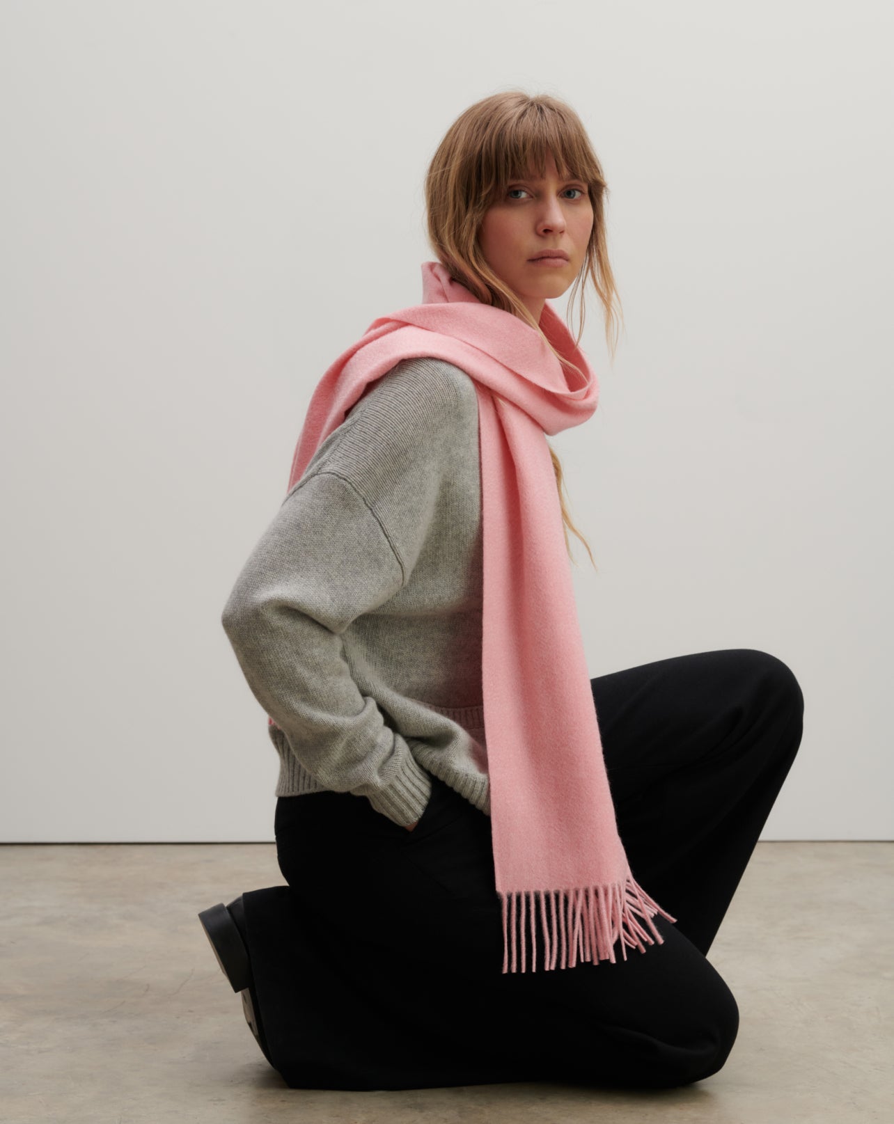 EB classic scarf in Cashmere Mix retro pink | Eric Bompard