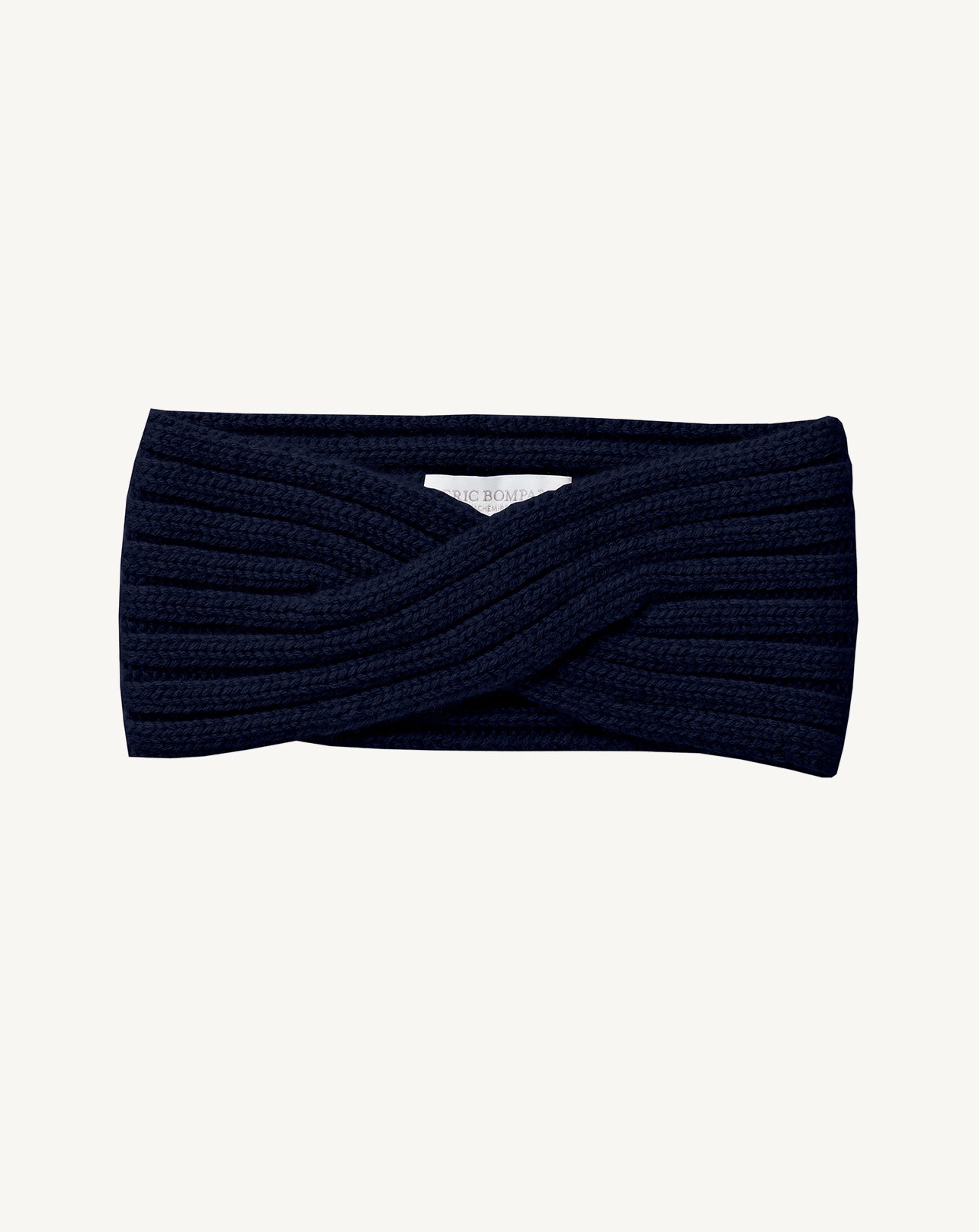 Bandeau croisé à côtes-MARINE-100% cachemire