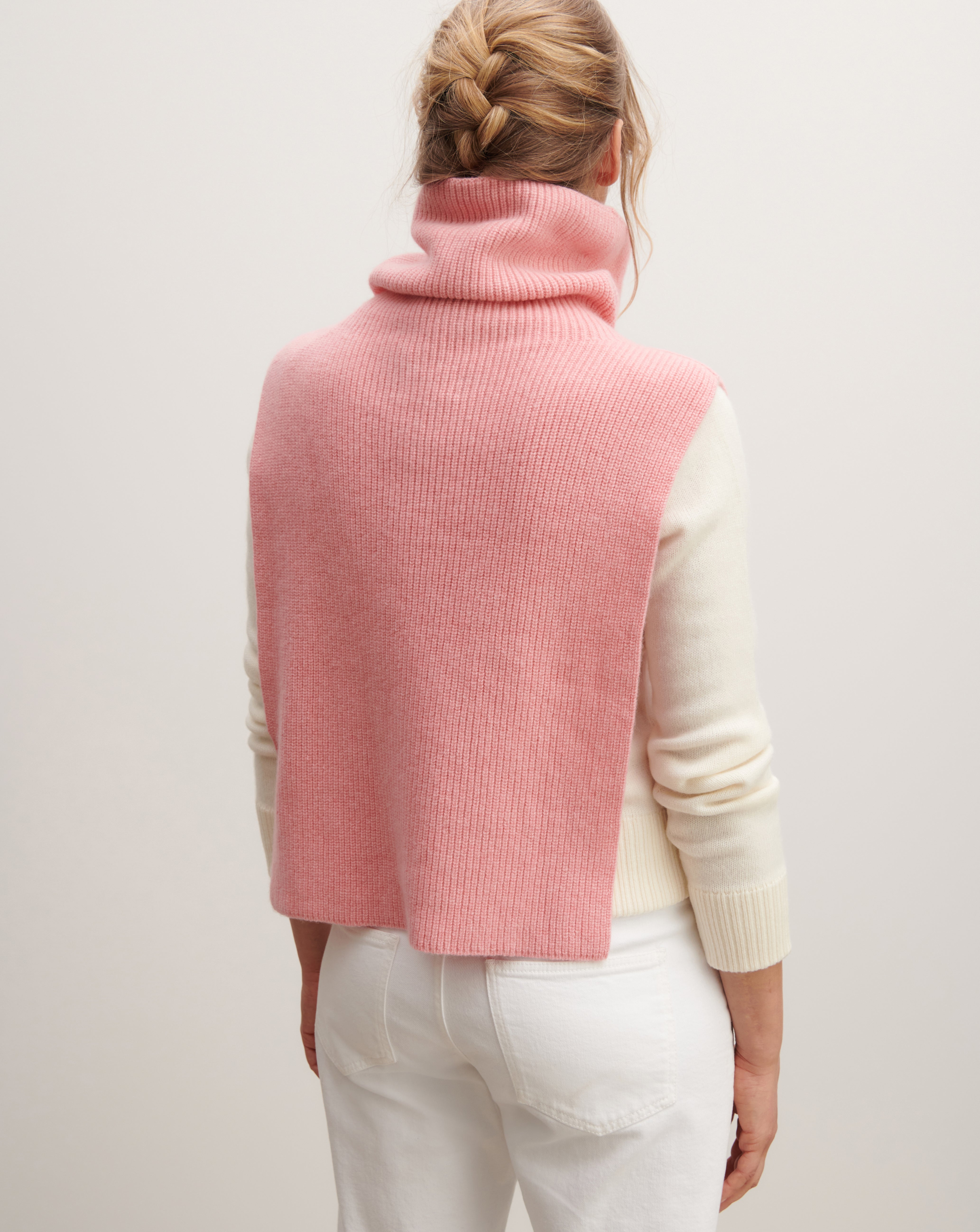 Plastron col roulé-ROSE RETRO-100% cachemire