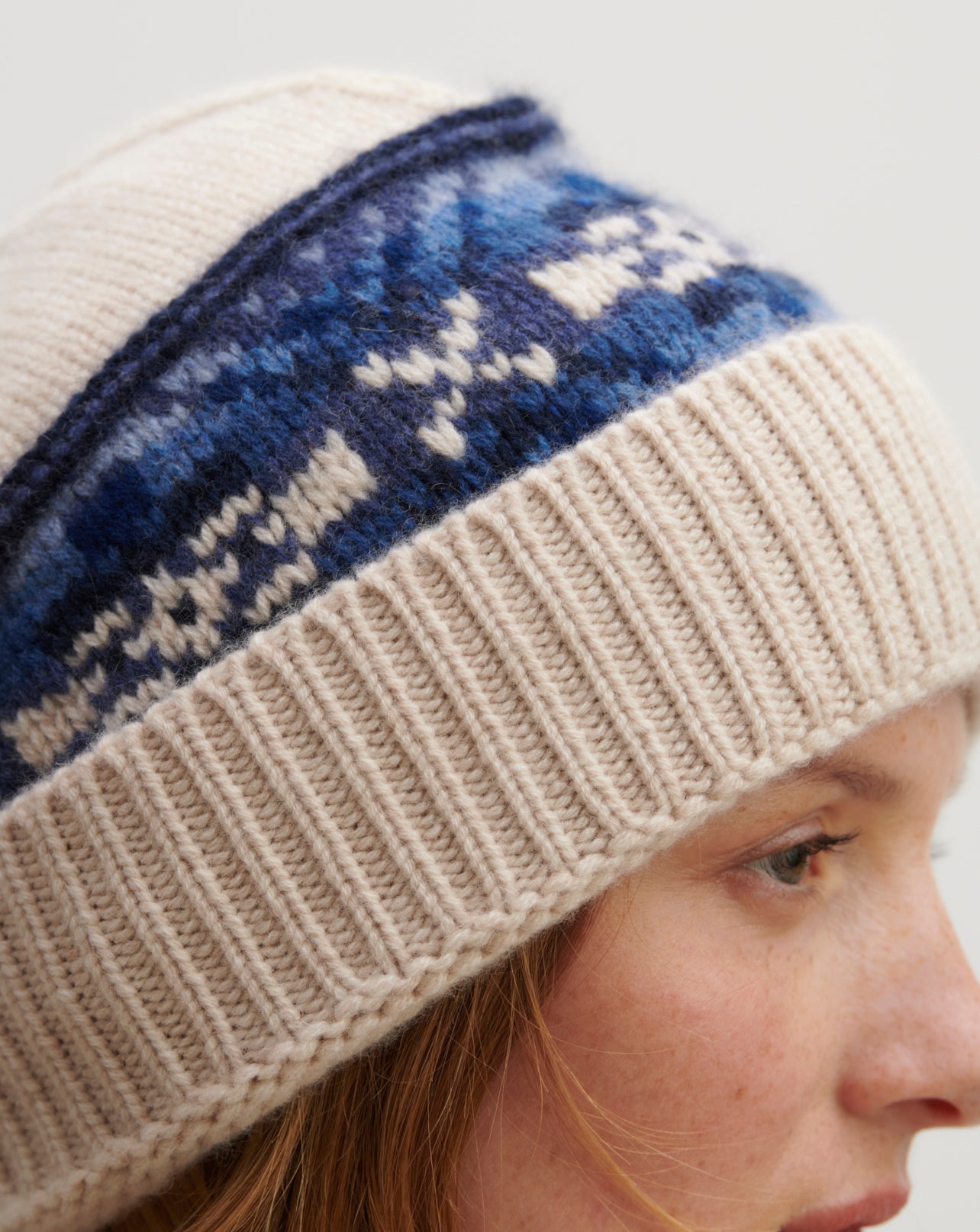 Bonnet fairisle-NATUREL-100% cachemire