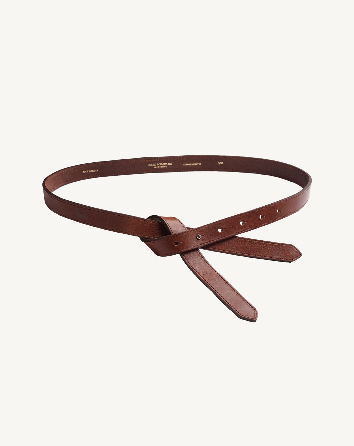 Ceinture à nouer-HAVANE-100% CUIR