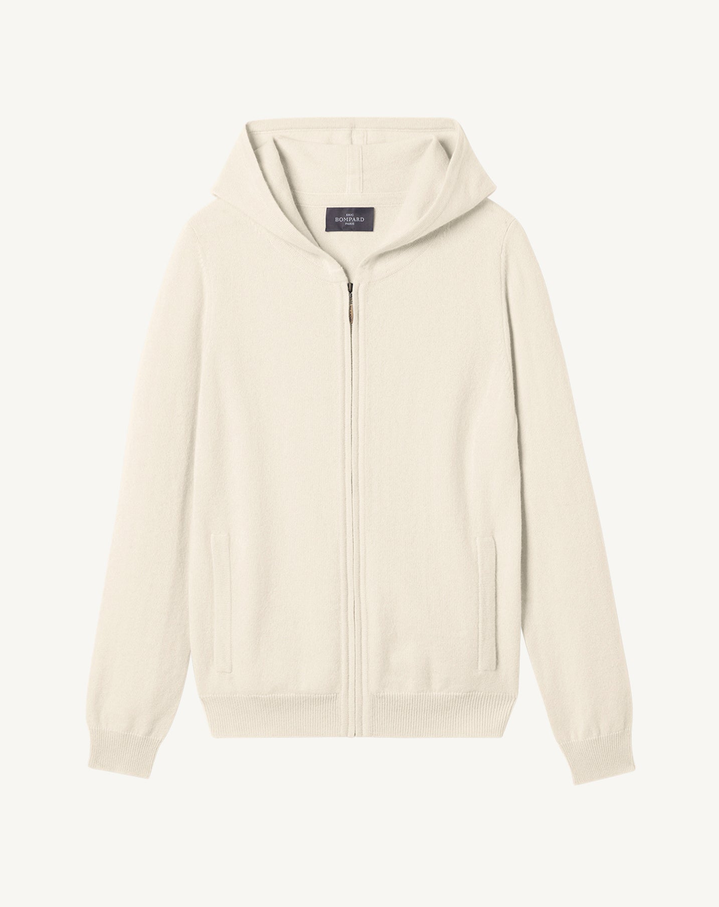 Hoodie zippé-NATUREL-100% CACHEMIRE