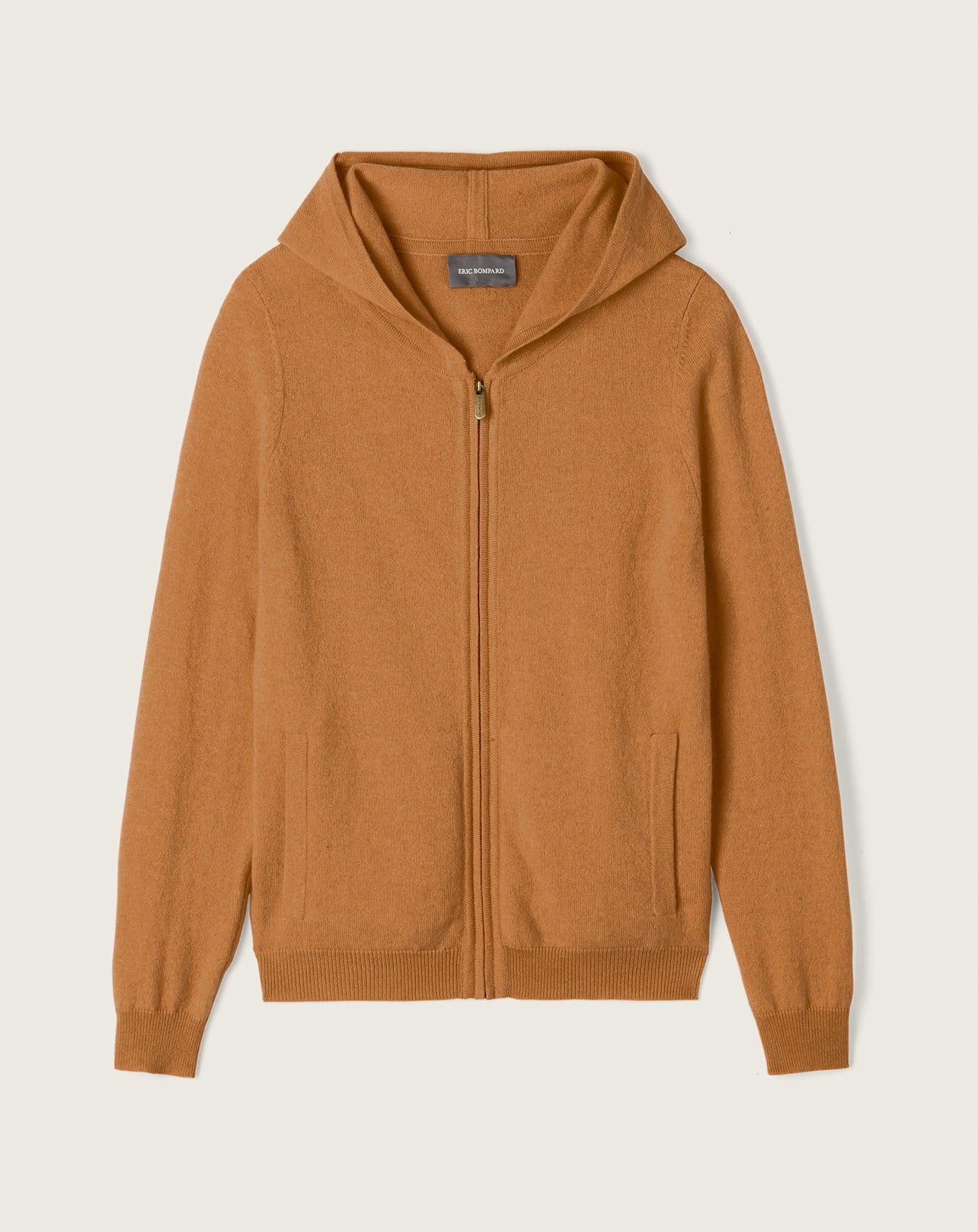 Hoodie zippé-VICUNA-100% CACHEMIRE