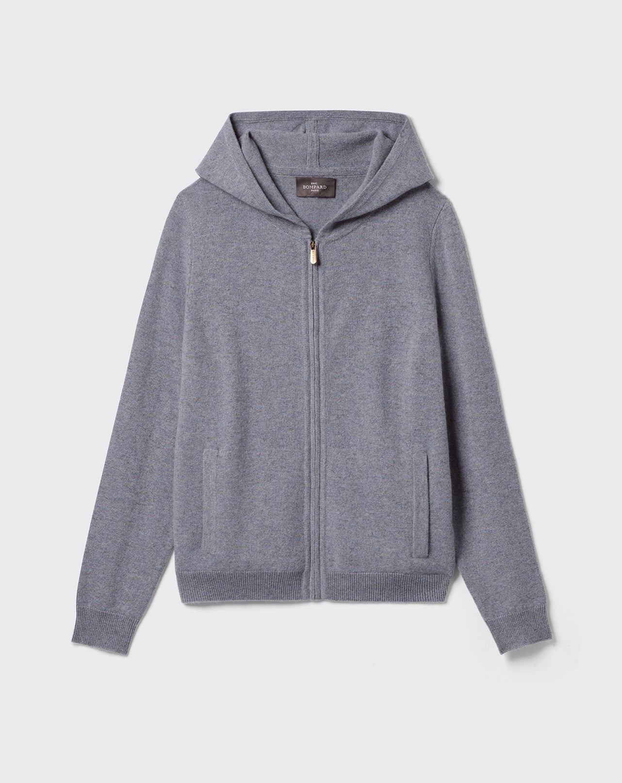 Hoodie zippé-BLEU MONTAGNE-100% CACHEMIRE