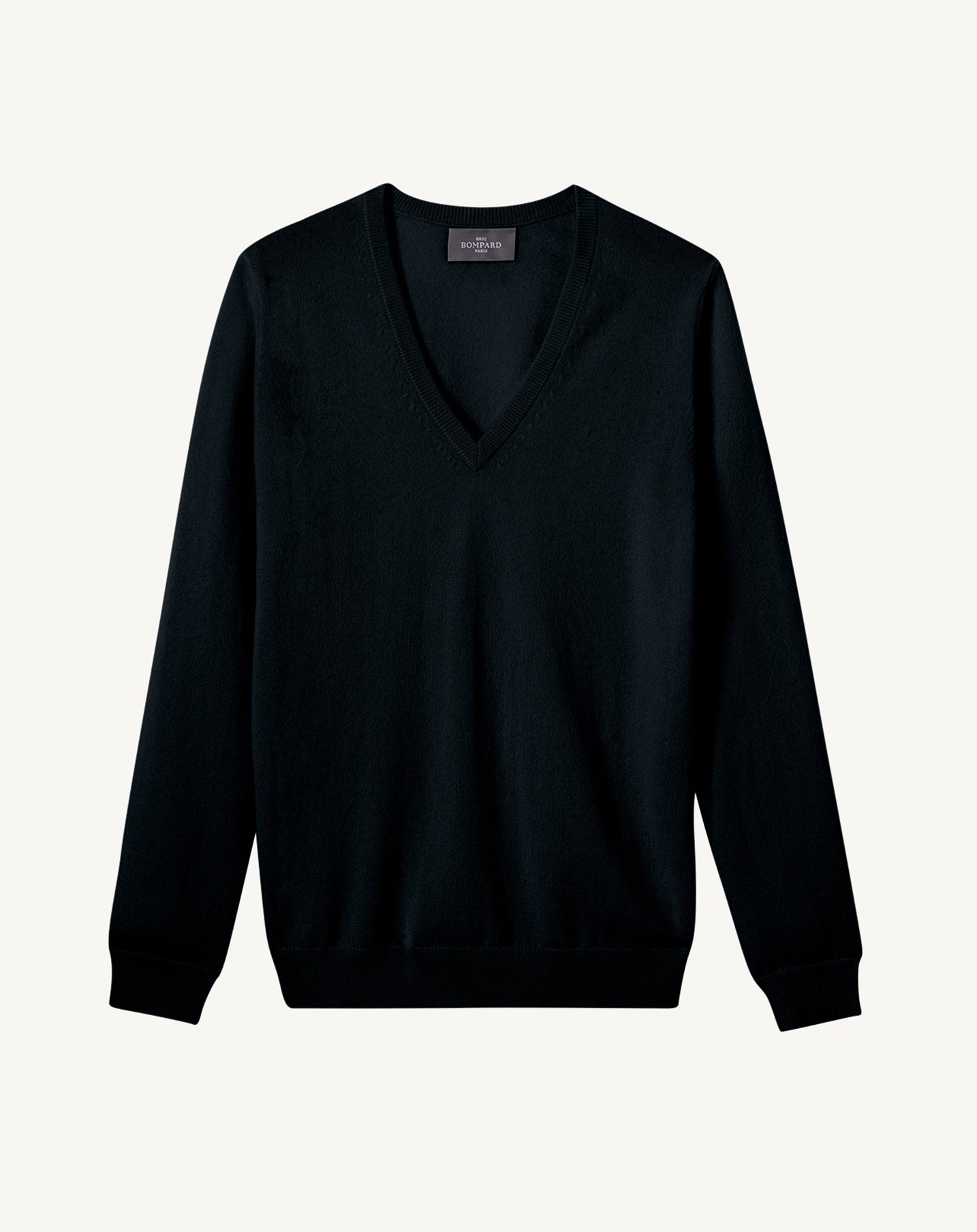 Pull V classique-NOIR-100% CACHEMIRE