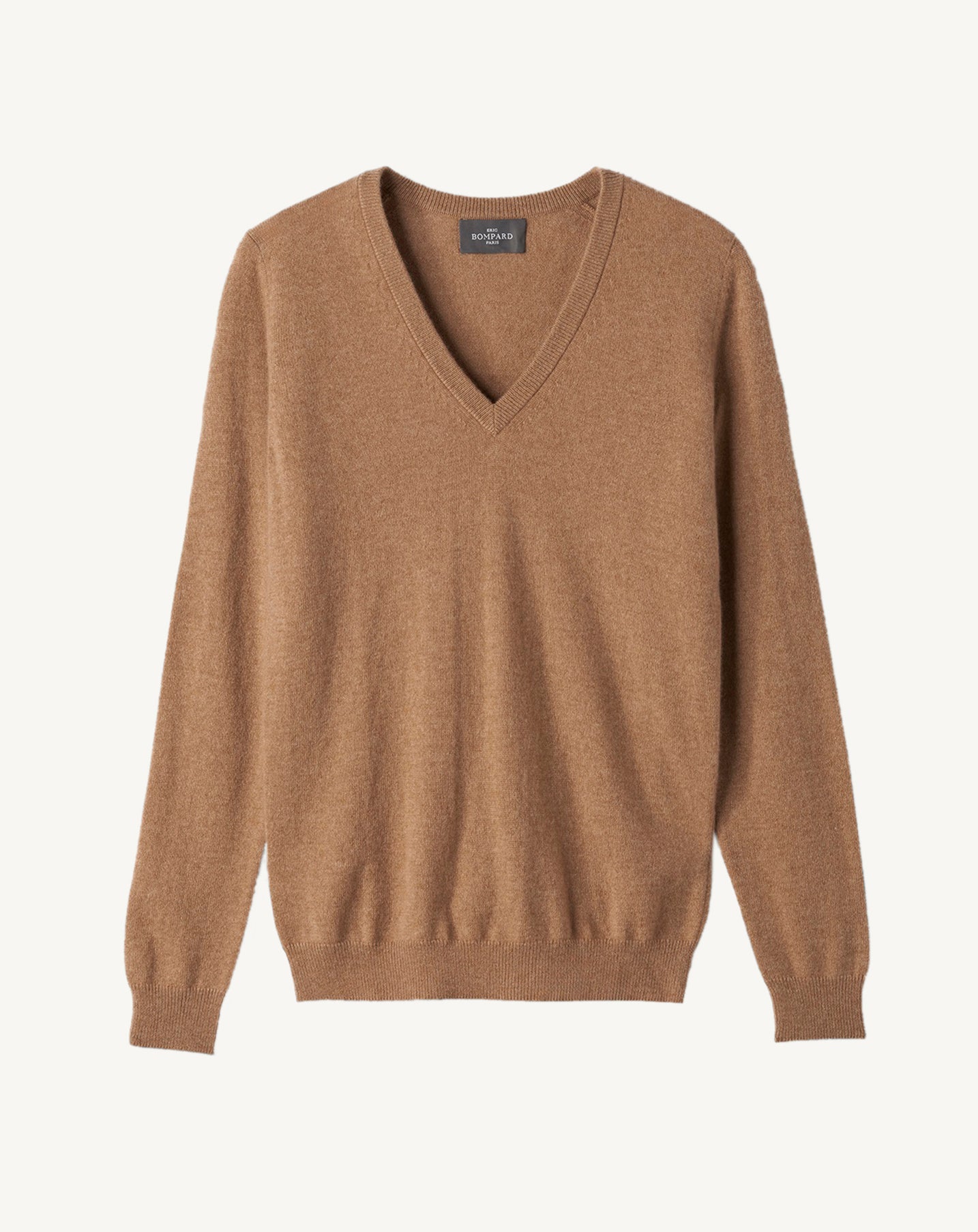 Pull V classique-CARAMEL-100% CACHEMIRE