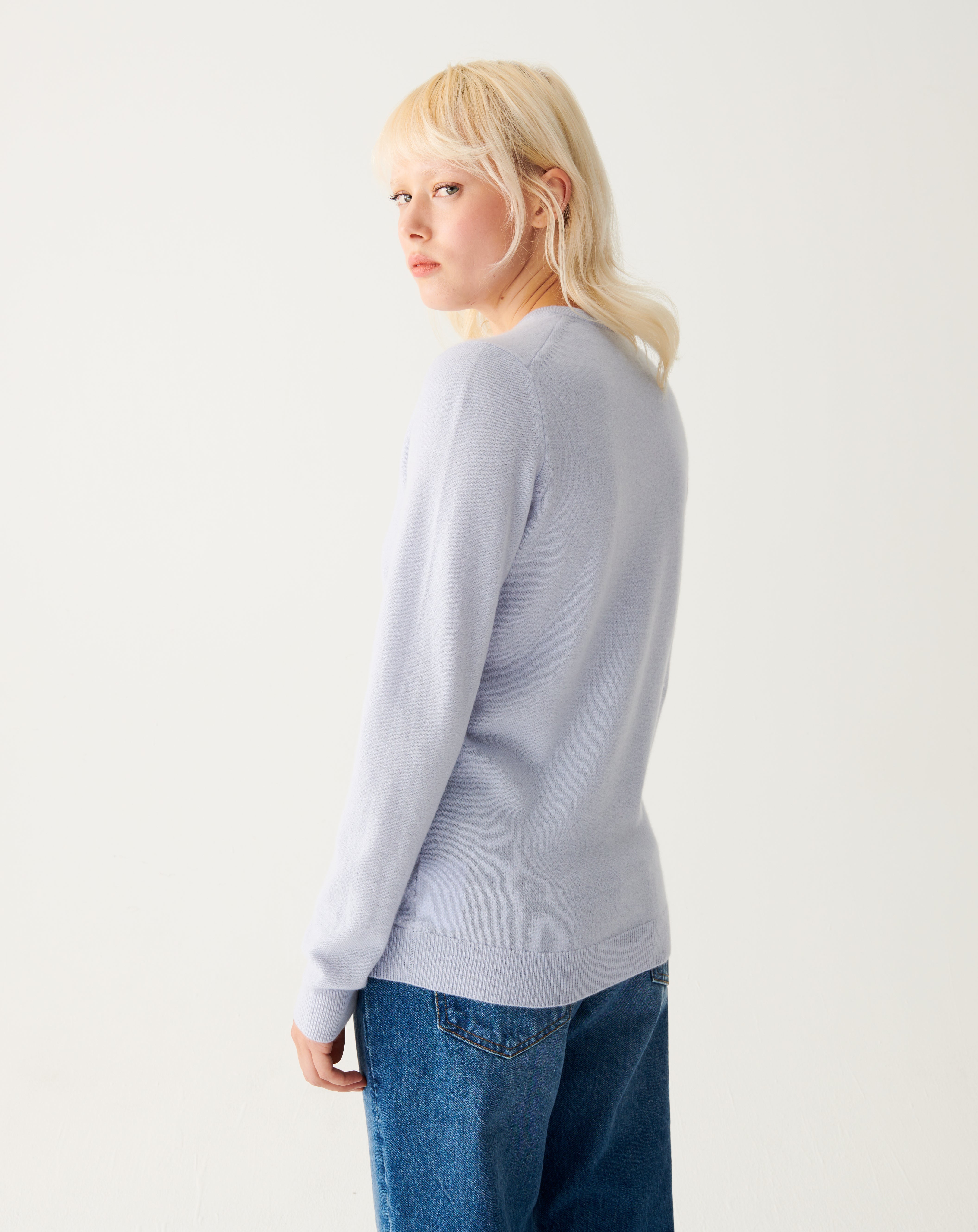 Pull V classique-BLEU CIEL-100% CACHEMIRE