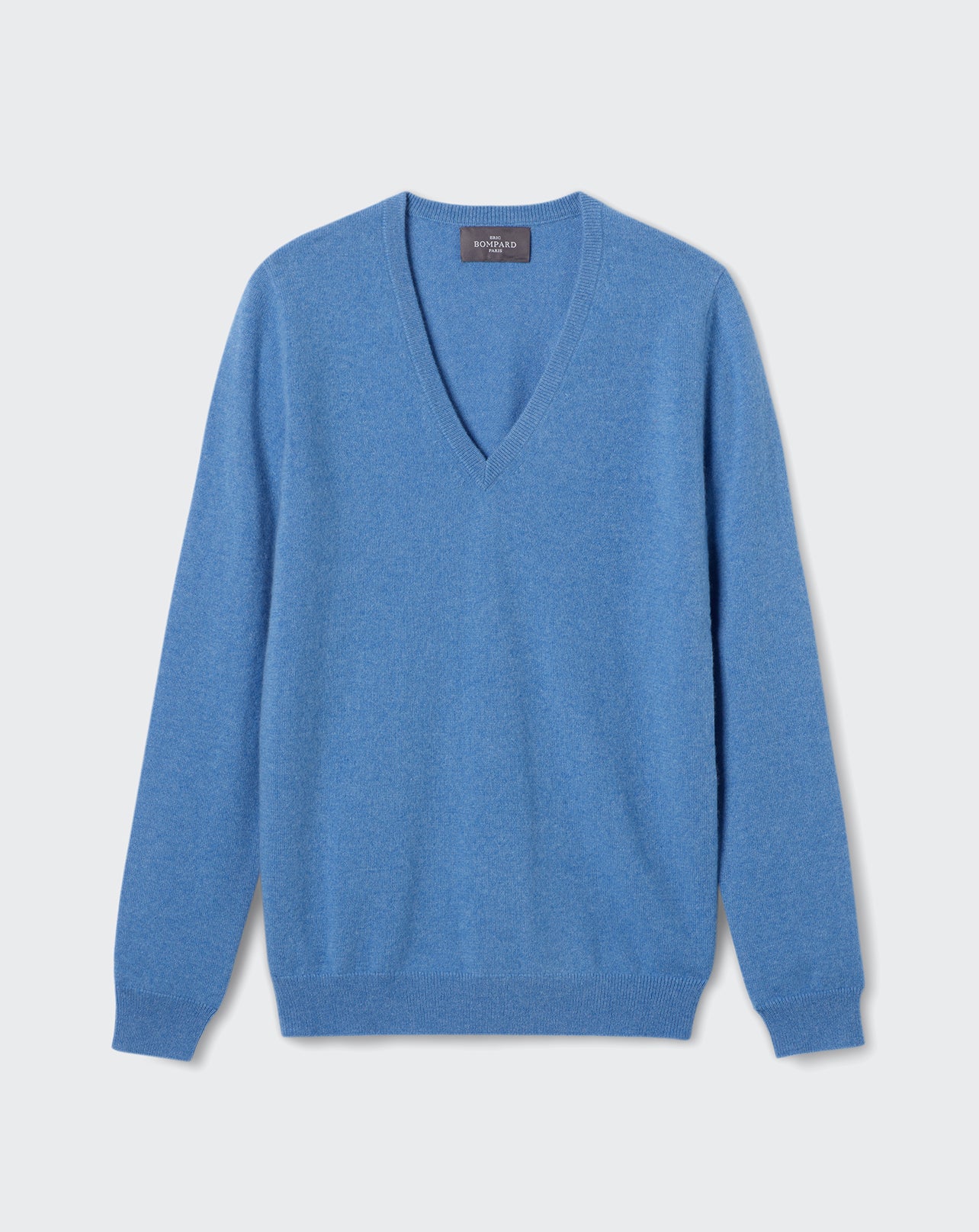 Pull V classique-BLEU KINETIC CHINE-100% CACHEMIRE