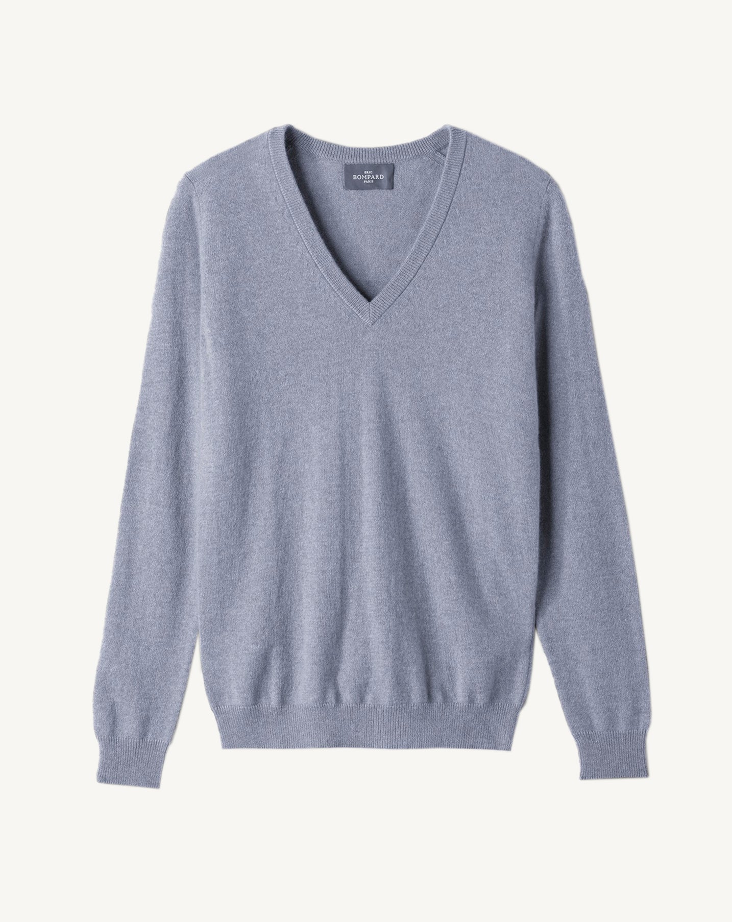 Pull V classique-BLEU MONTAGNE-100% CACHEMIRE