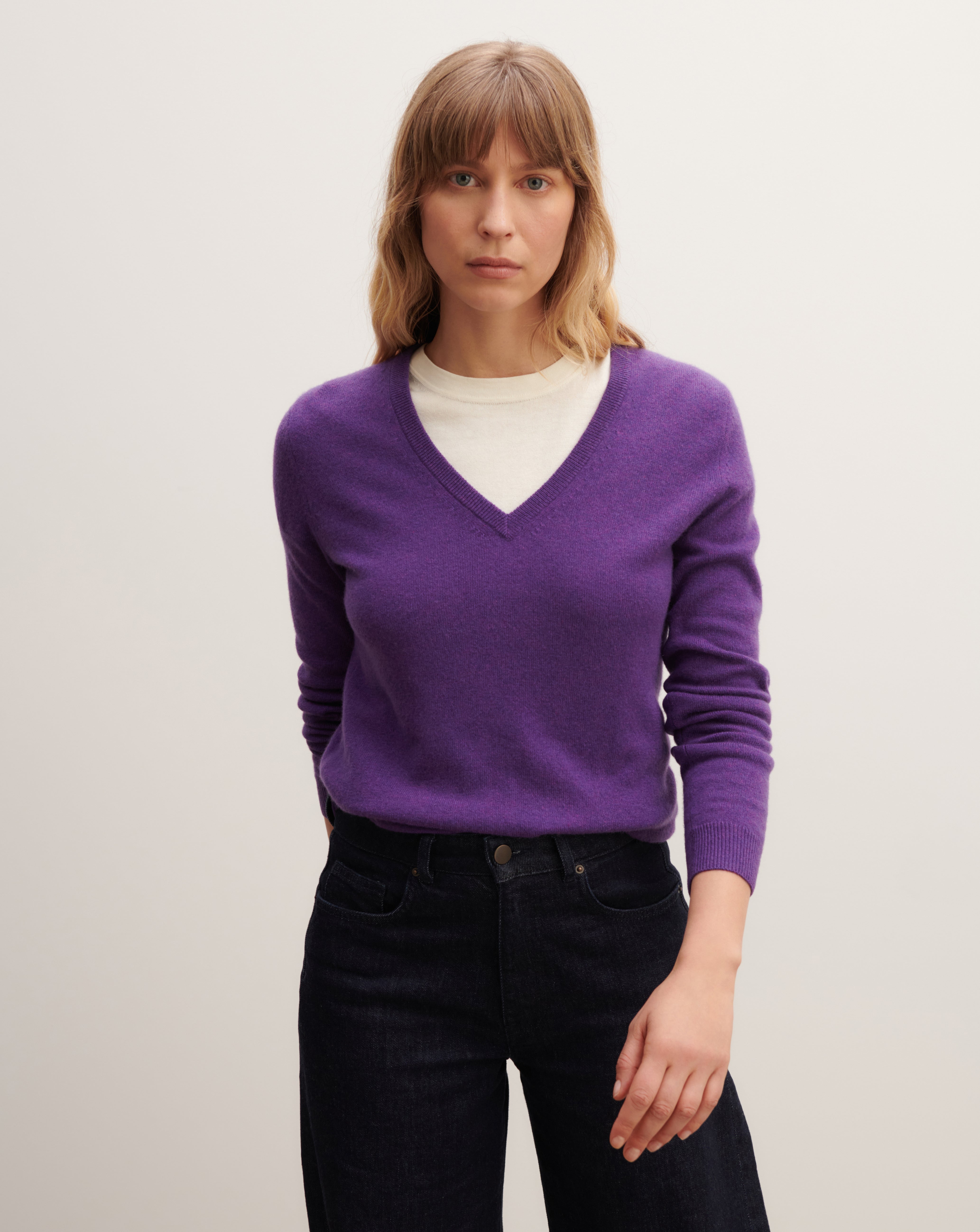 Pull col V classique-VANDA-100% cachemire