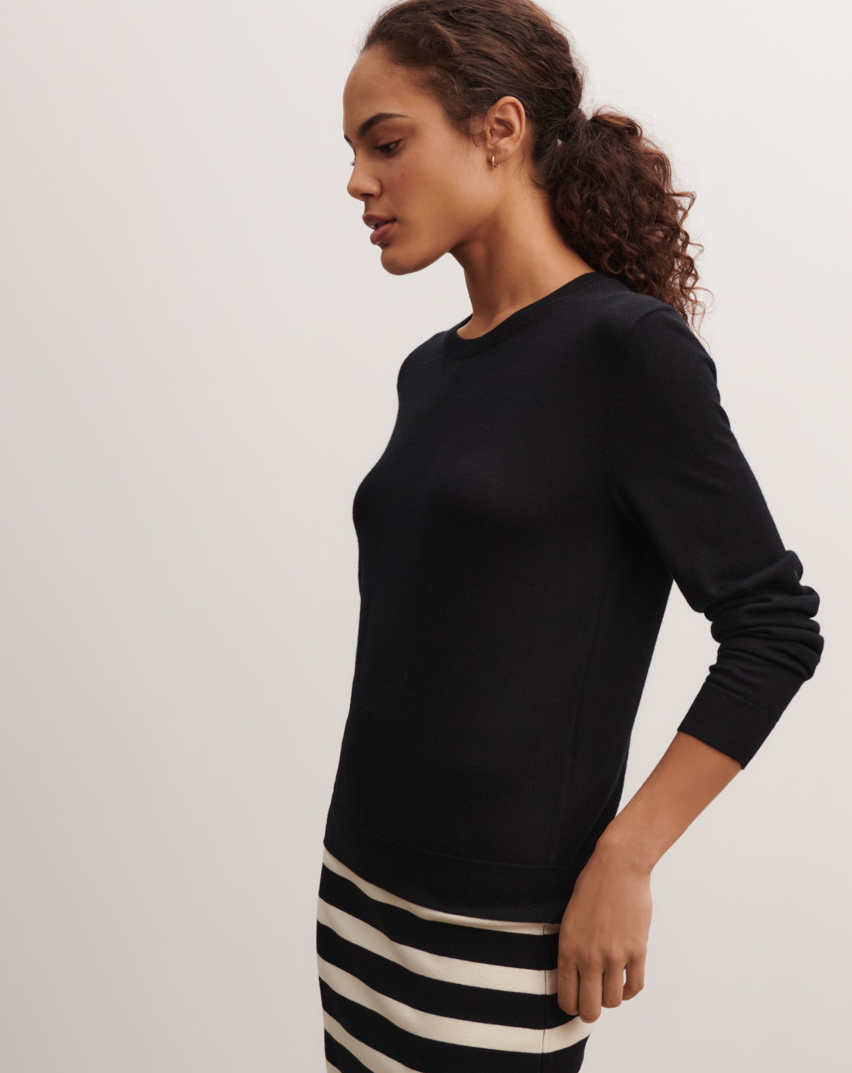 Pull col rond ultrafin-NOIR-100% cachemire