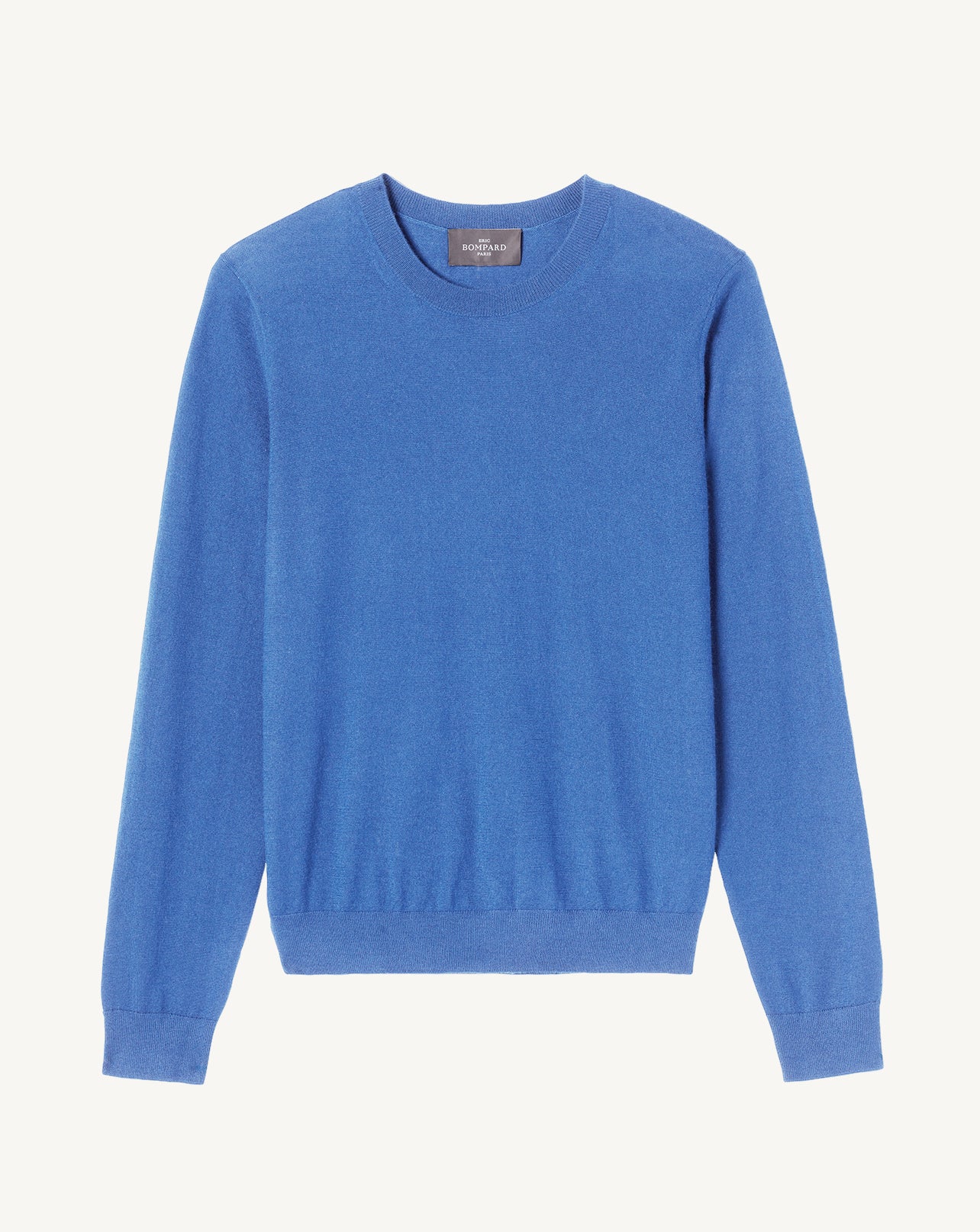 Pull col rond ultrafin-BLEU KINETIC-100% cachemire