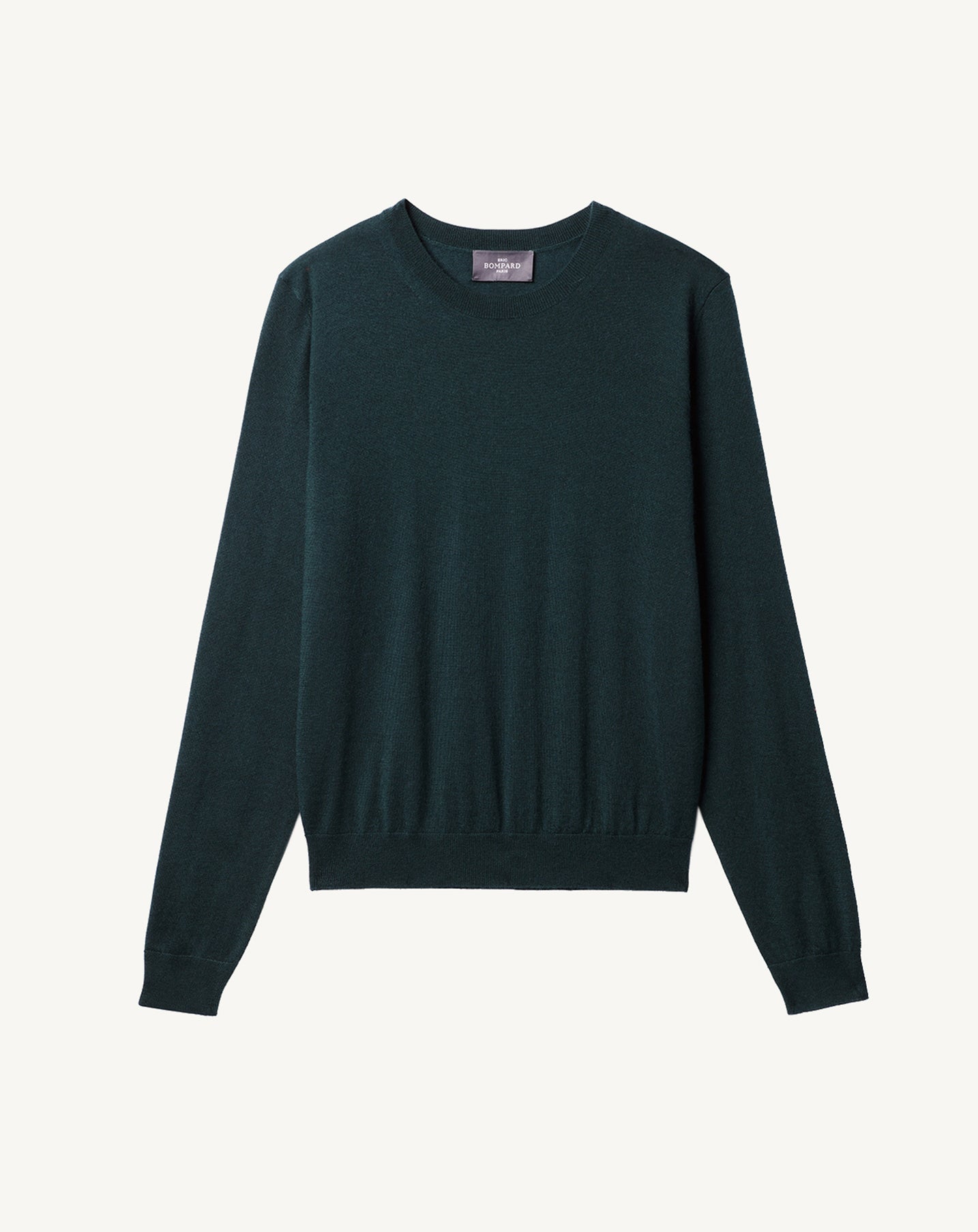 Pull col rond droit ultrafin-VERT ZURICH-100% CACHEMIRE