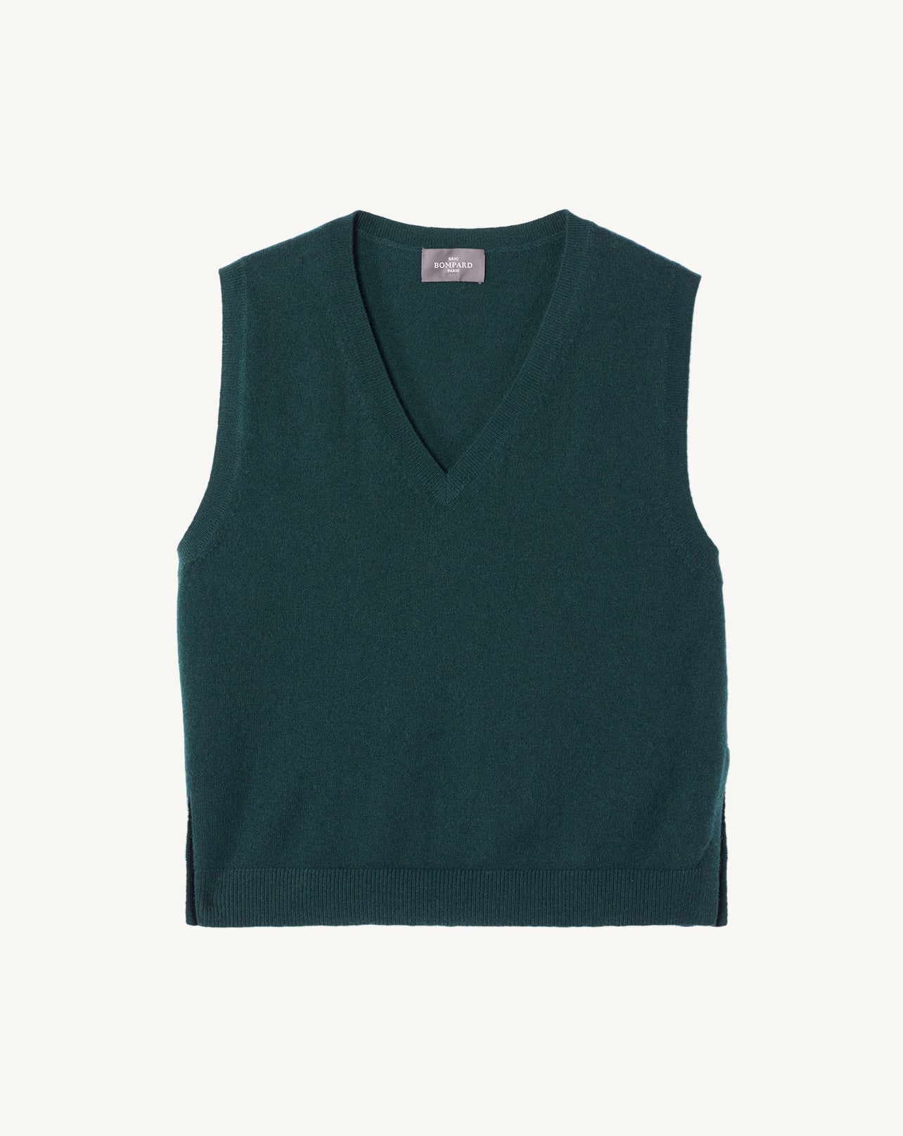 Pull V ample sans manches-VERT ZURICH-100% cachemire