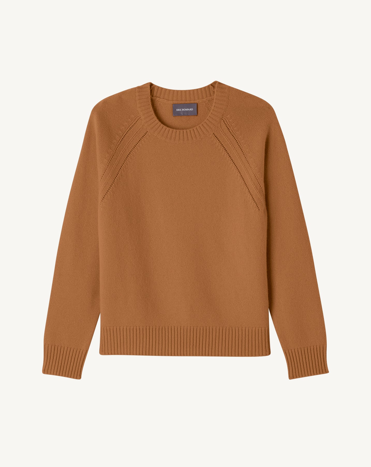 Pull col rond lignes pointelle-VICUNA-100% CACHEMIRE