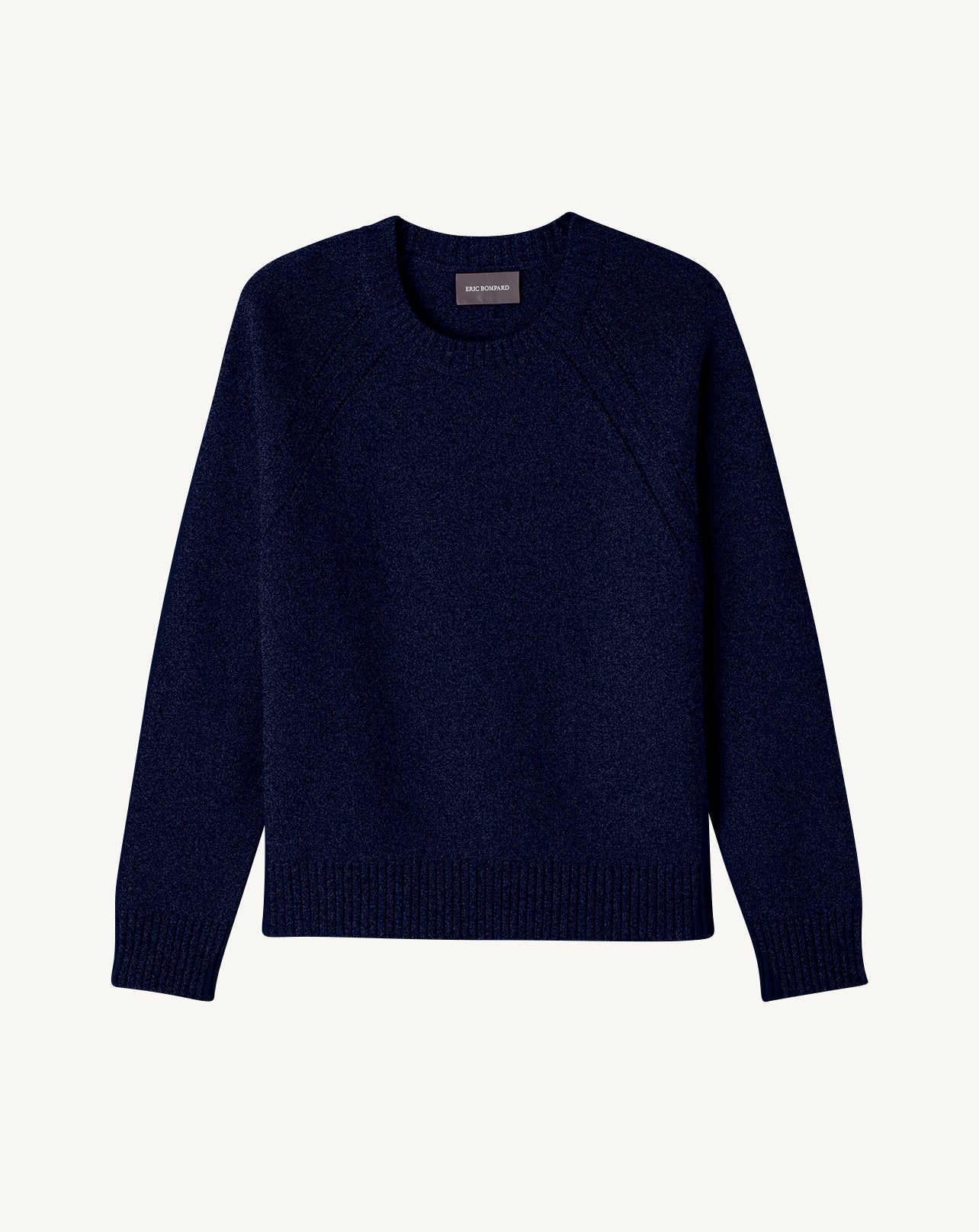 Pull col rond pointelle-BLEU NOCTURNE-100% cachemire