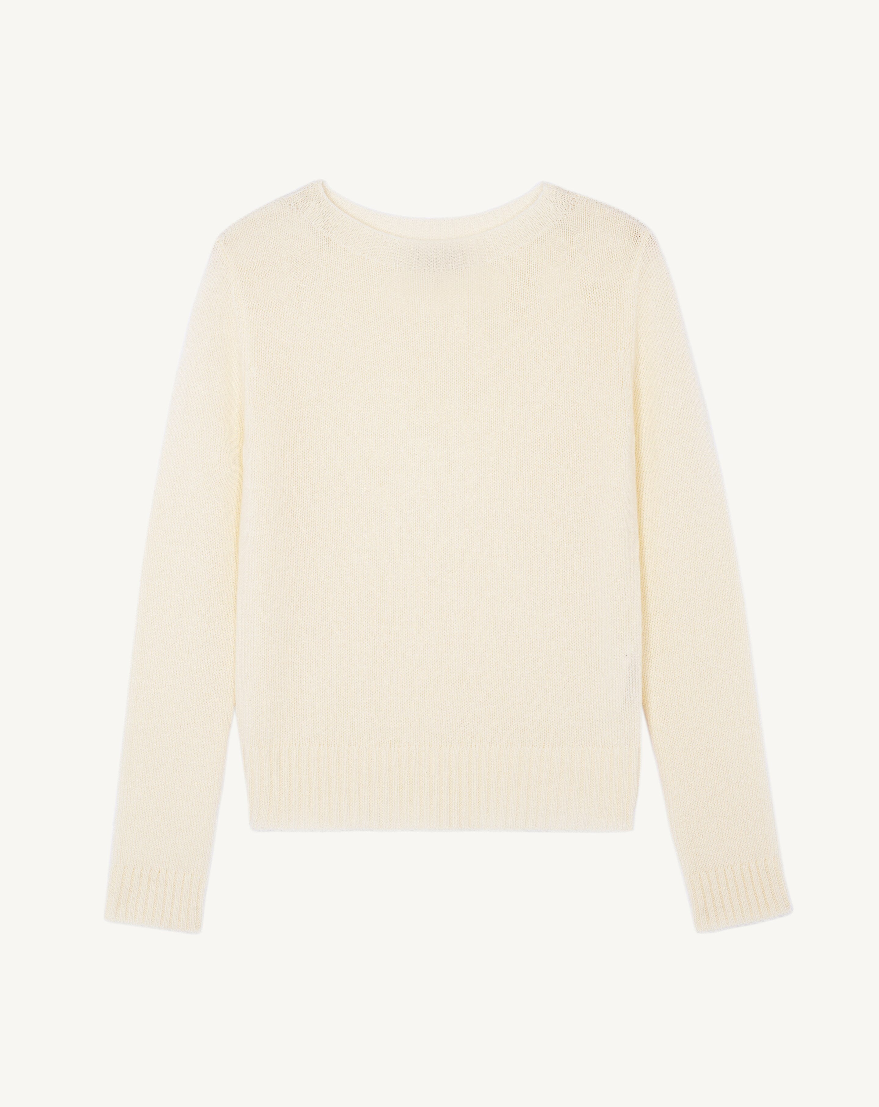 Pull col rond-NATUREL-100% cachemire