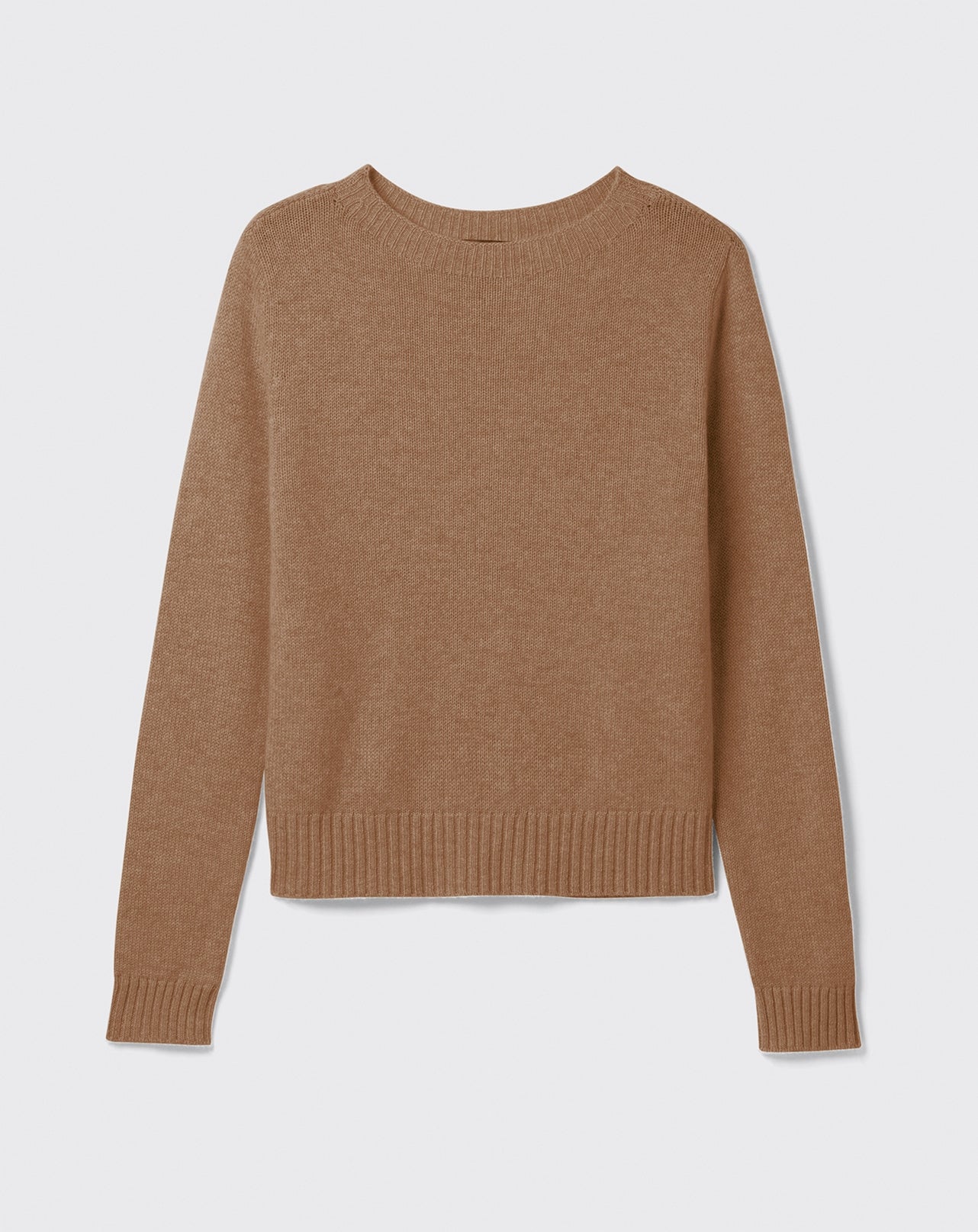 Pull col rond droit-CARAMEL-100% CACHEMIRE