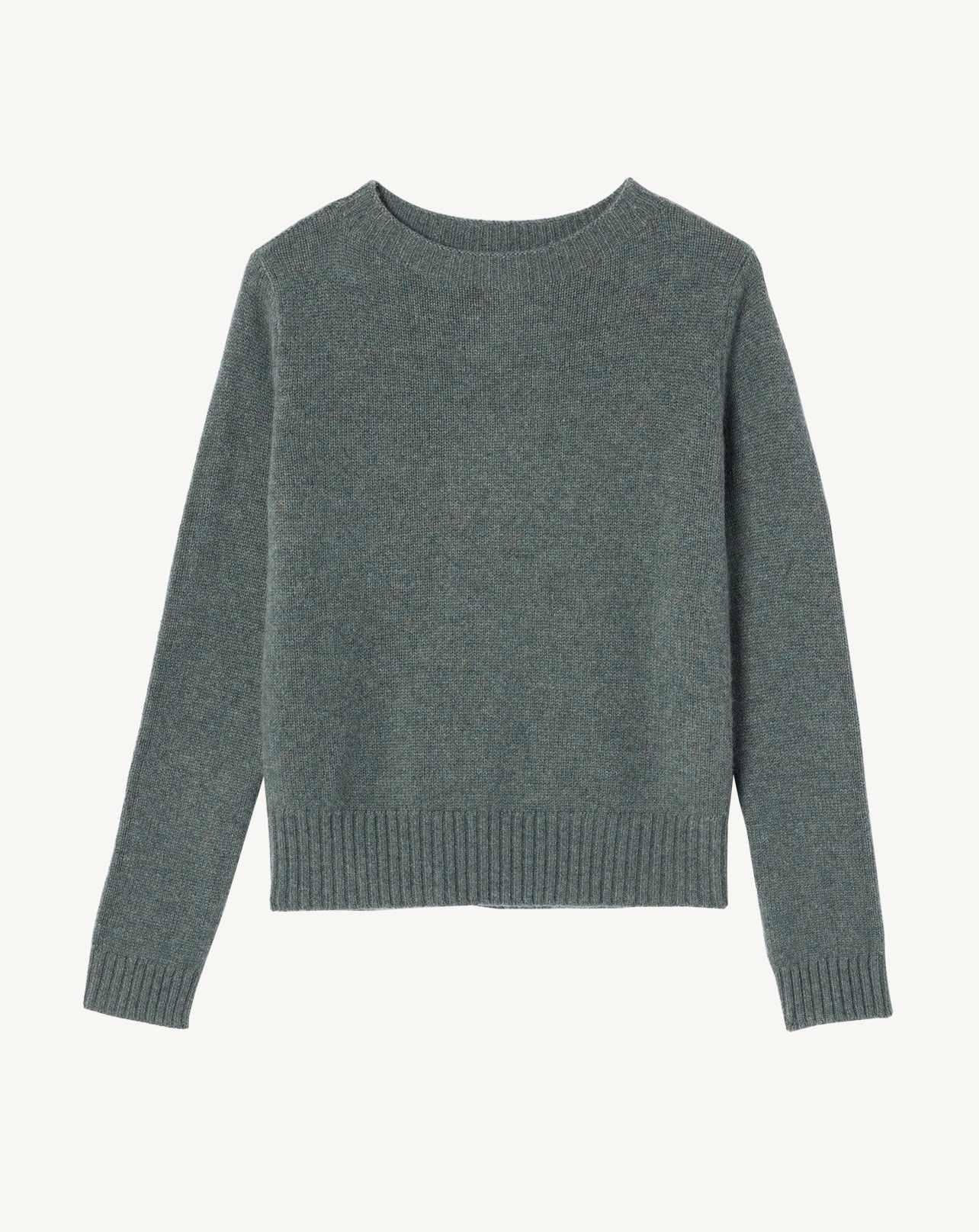 Pull col rond-VERT RIVAGE-100% cachemire