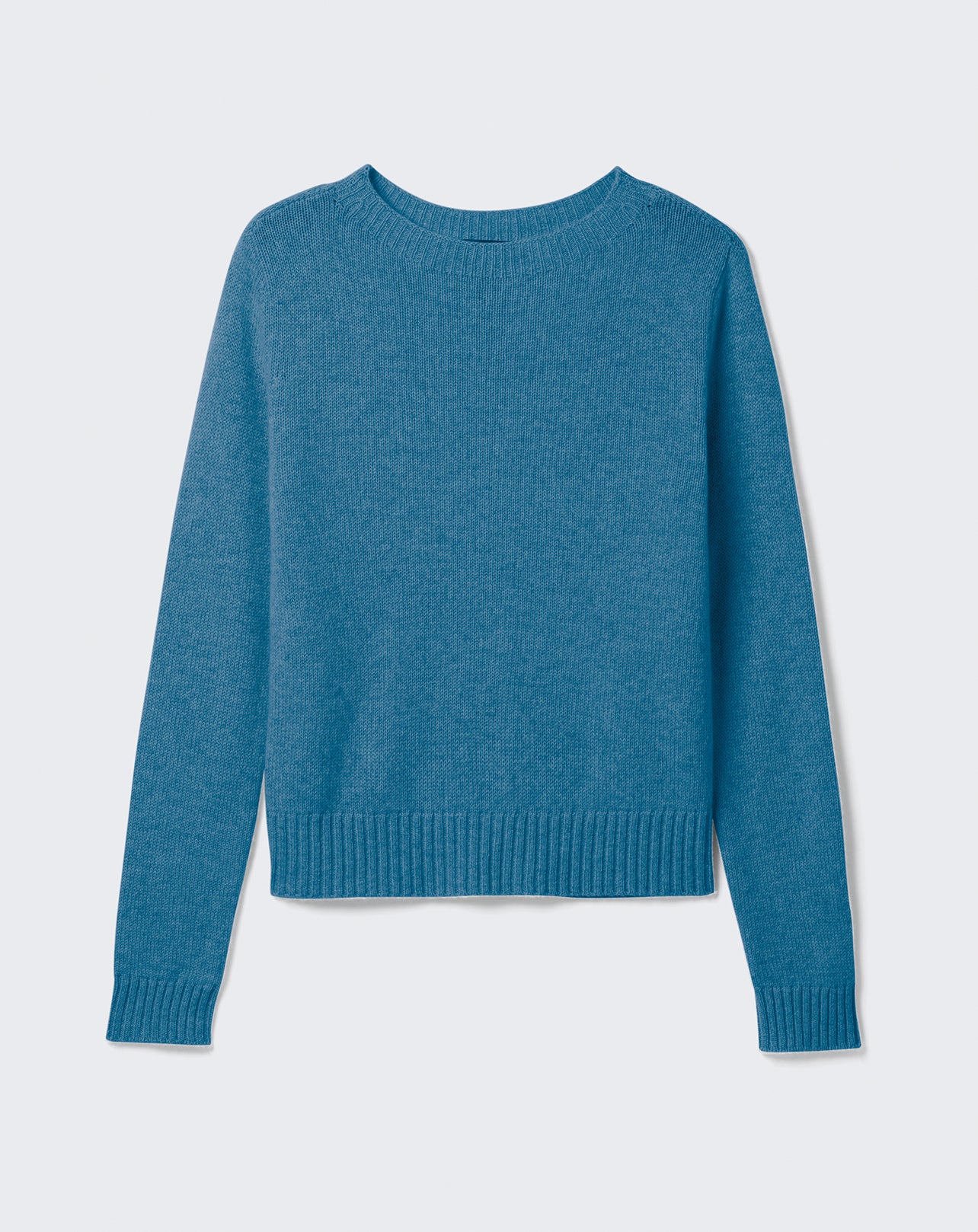 Pull col rond droit-BLEU CANOE-100% CACHEMIRE