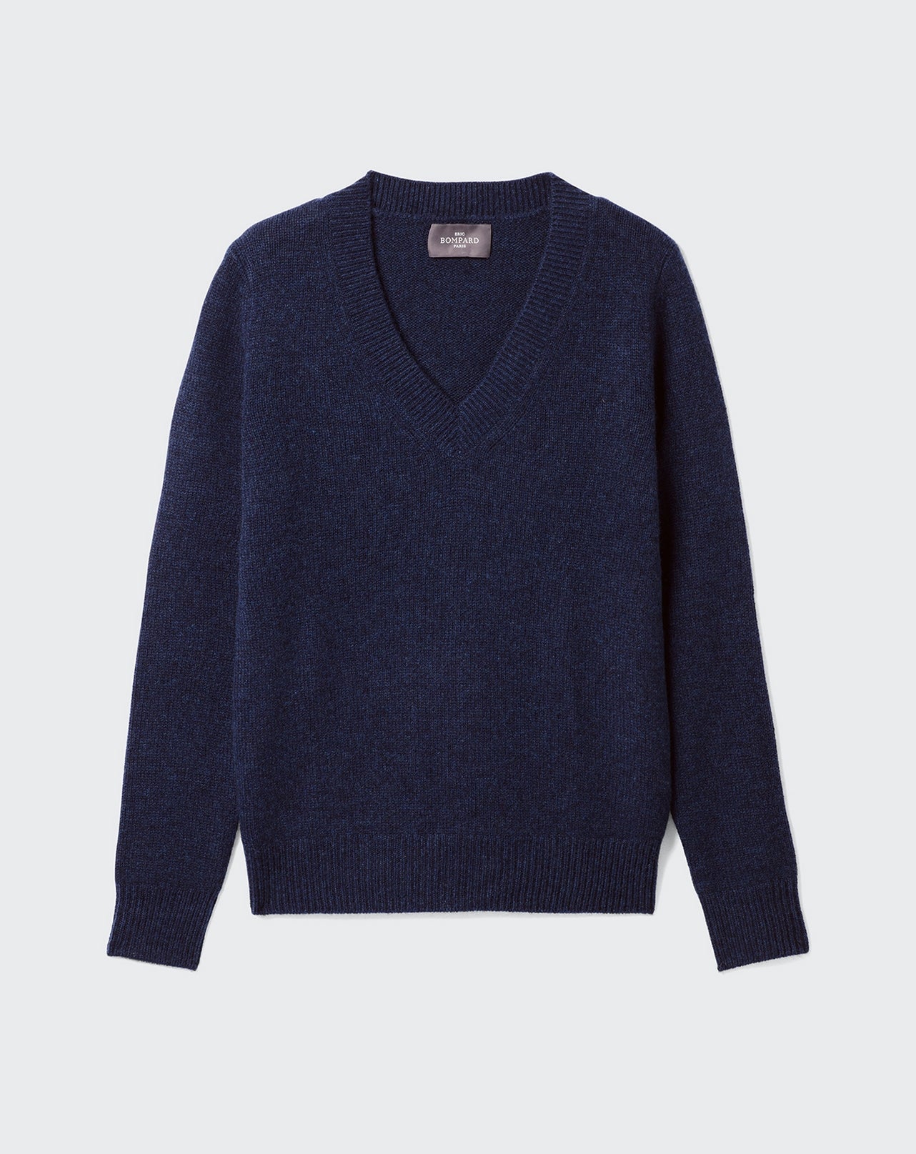 Pull V droit-BLEU NOCTURNE-100% CACHEMIRE