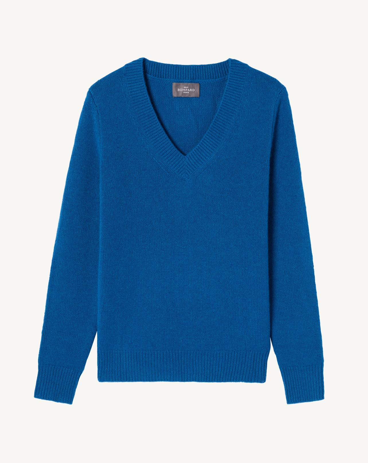 Pull col V-BLEU PAON-100% cachemire