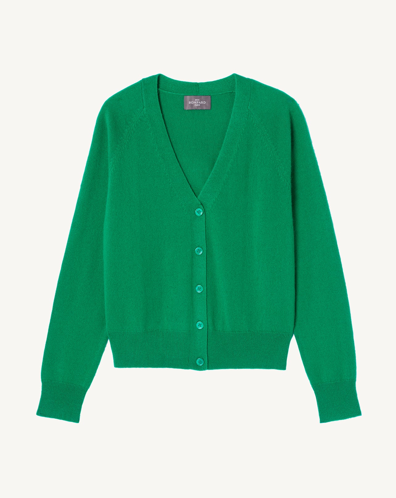 Gilet manches raglan-VERT CAROUBY-100% cachemire