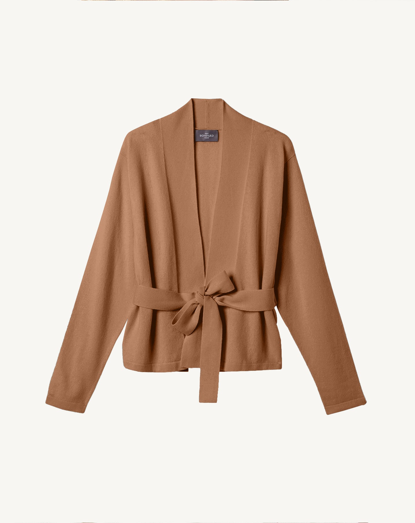 Veste cosy ceinturée-CARAMEL-100% CACHEMIRE