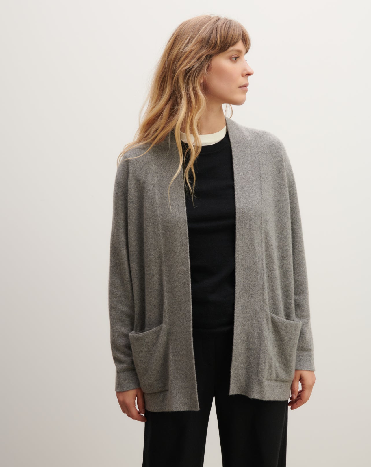 Veste cosy-GRIS METEORITE-100% cachemire