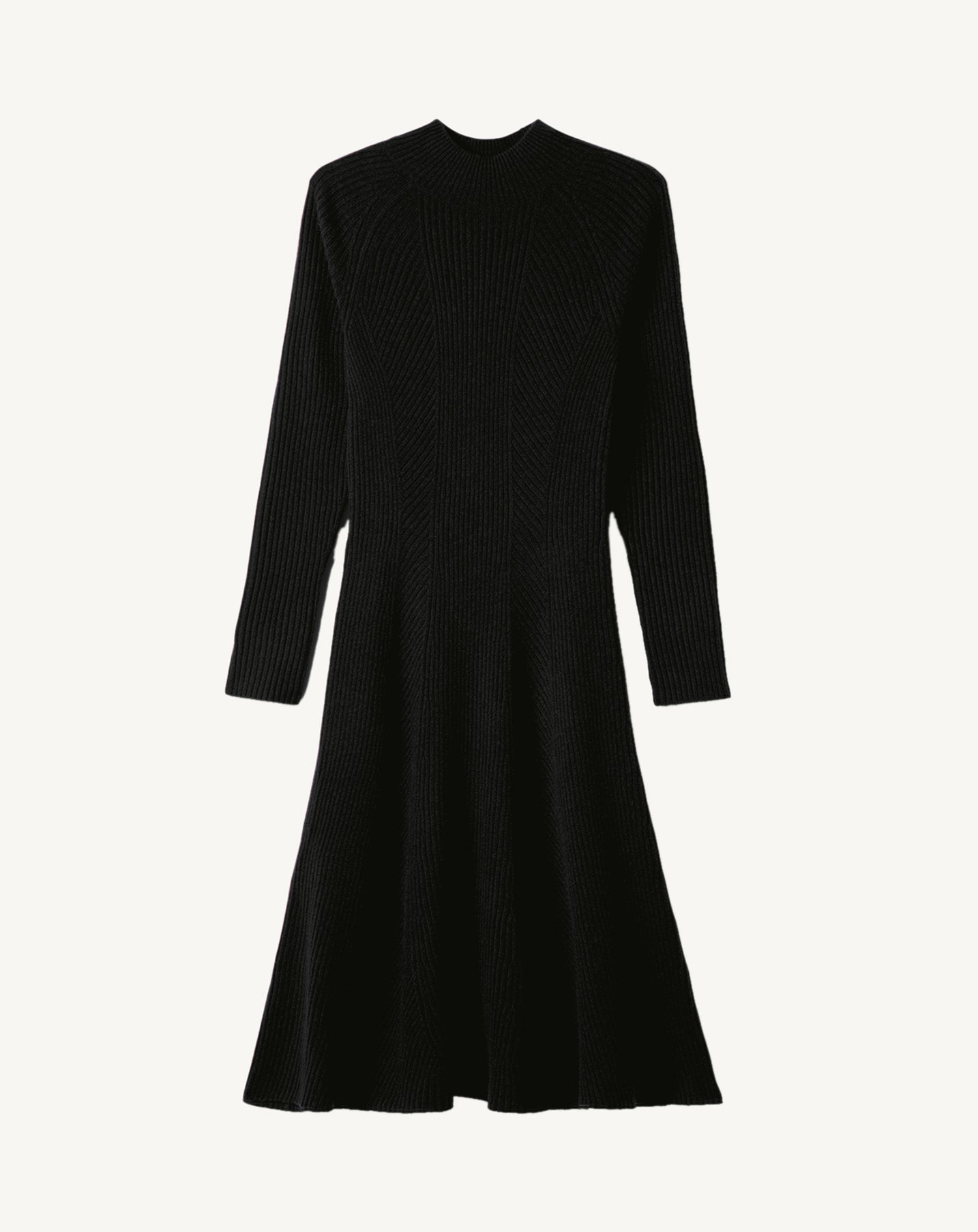 Robe longue col montant-NOIR-100% CACHEMIRE