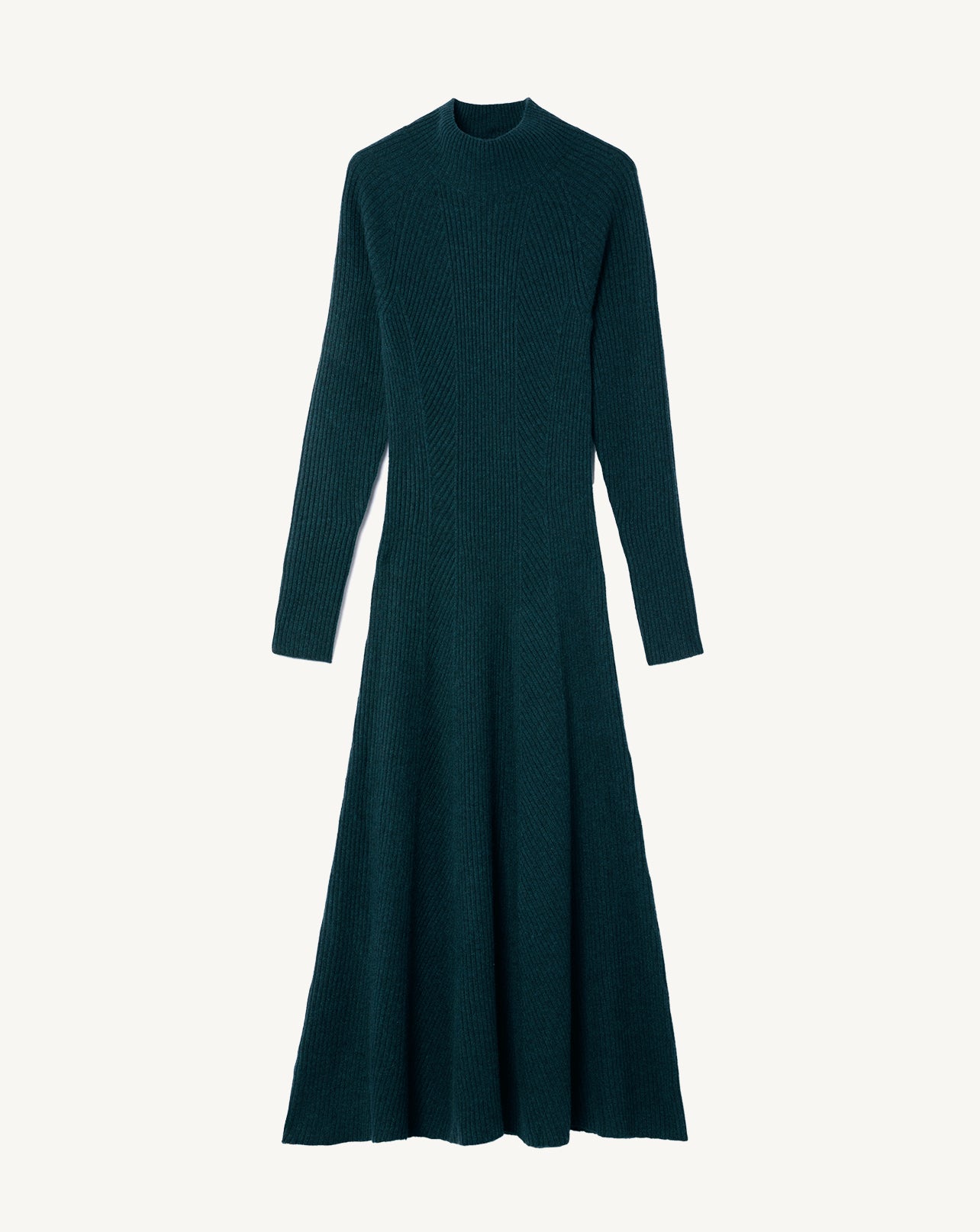 Robe midi à côtes-VERT ASTEROIDE-100% cachemire