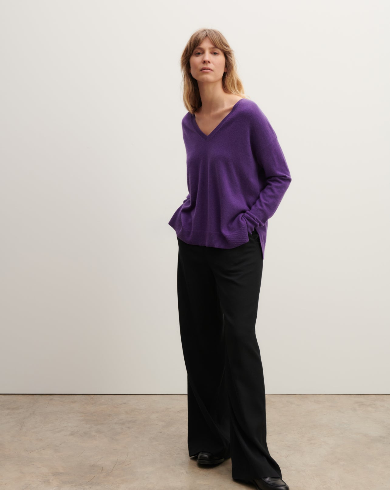 Pull col V ample-VANDA-100% cachemire