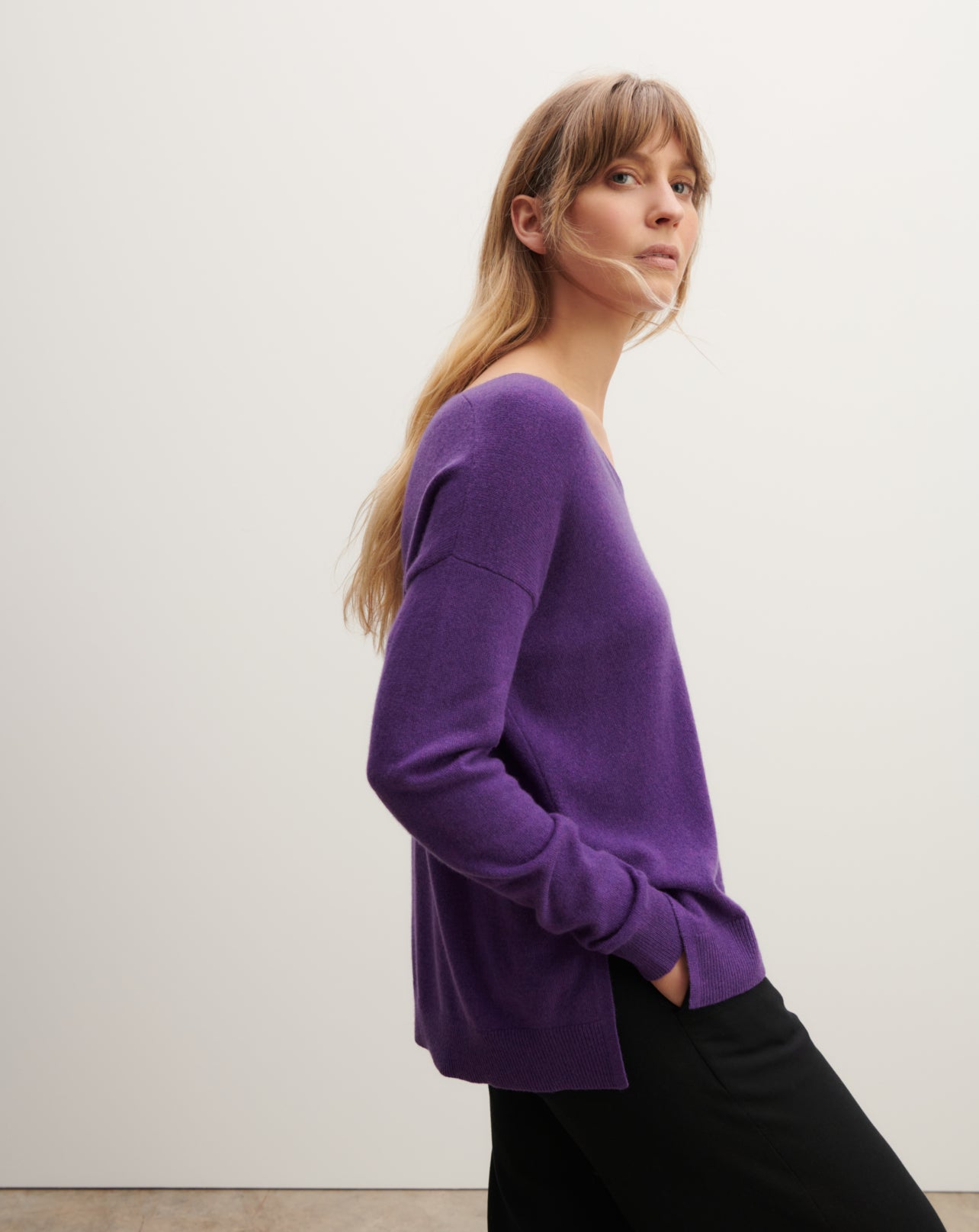 Pull col V ample-VANDA-100% cachemire