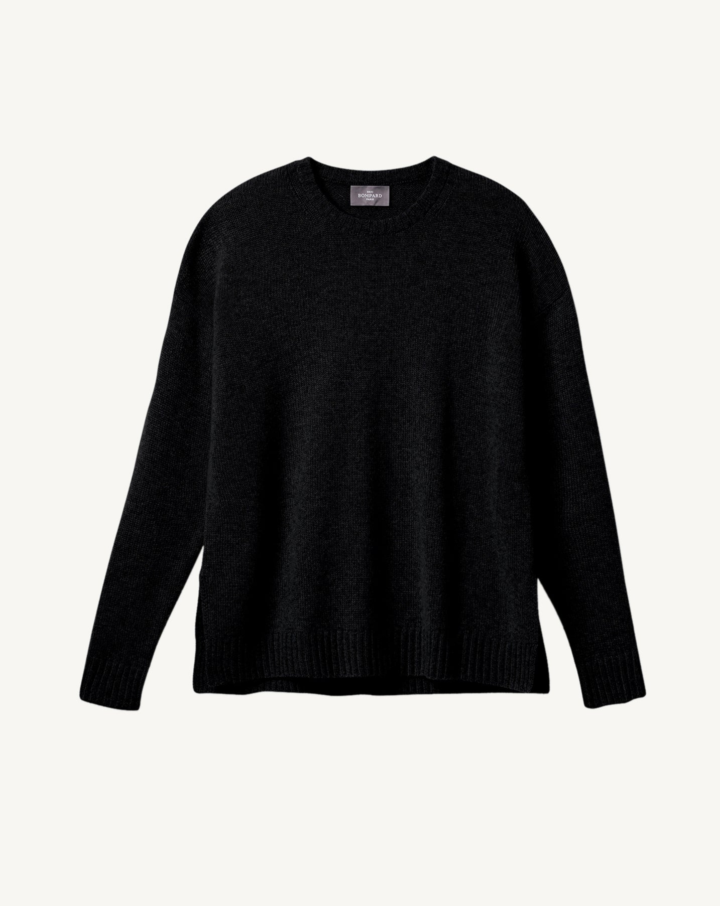 Pull col rond ample-NOIR-100% CACHEMIRE