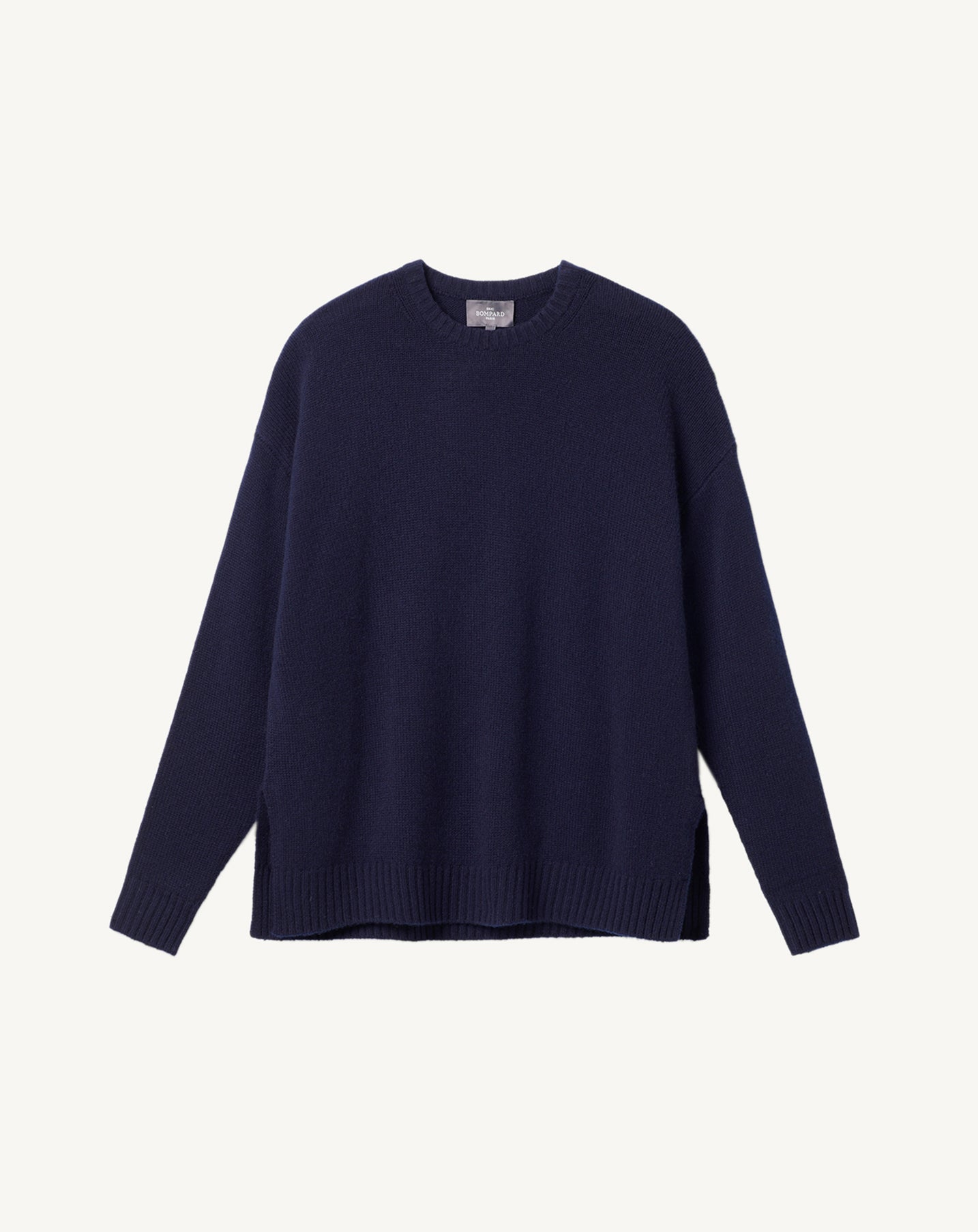 Pull col rond ample-MARINE-100% CACHEMIRE