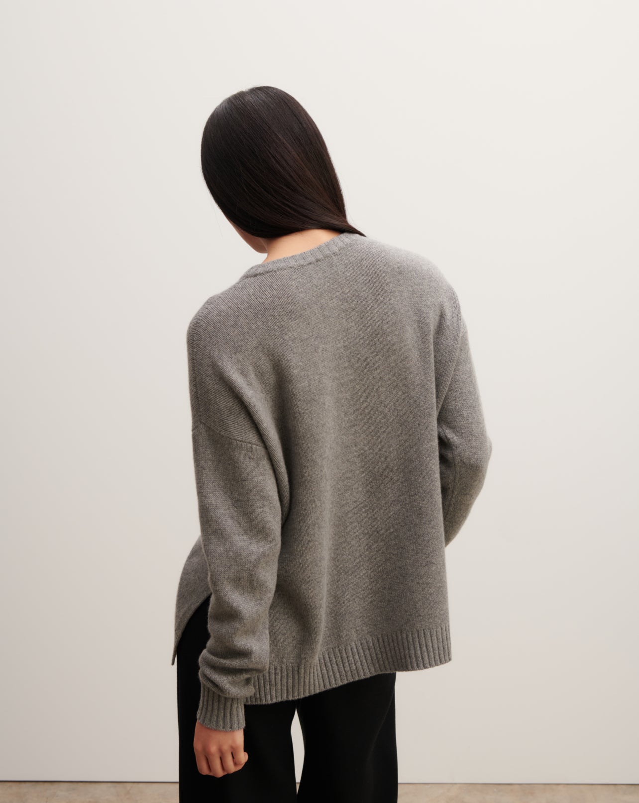 Pull col rond ample-GRIS METEORITE-100% cachemire