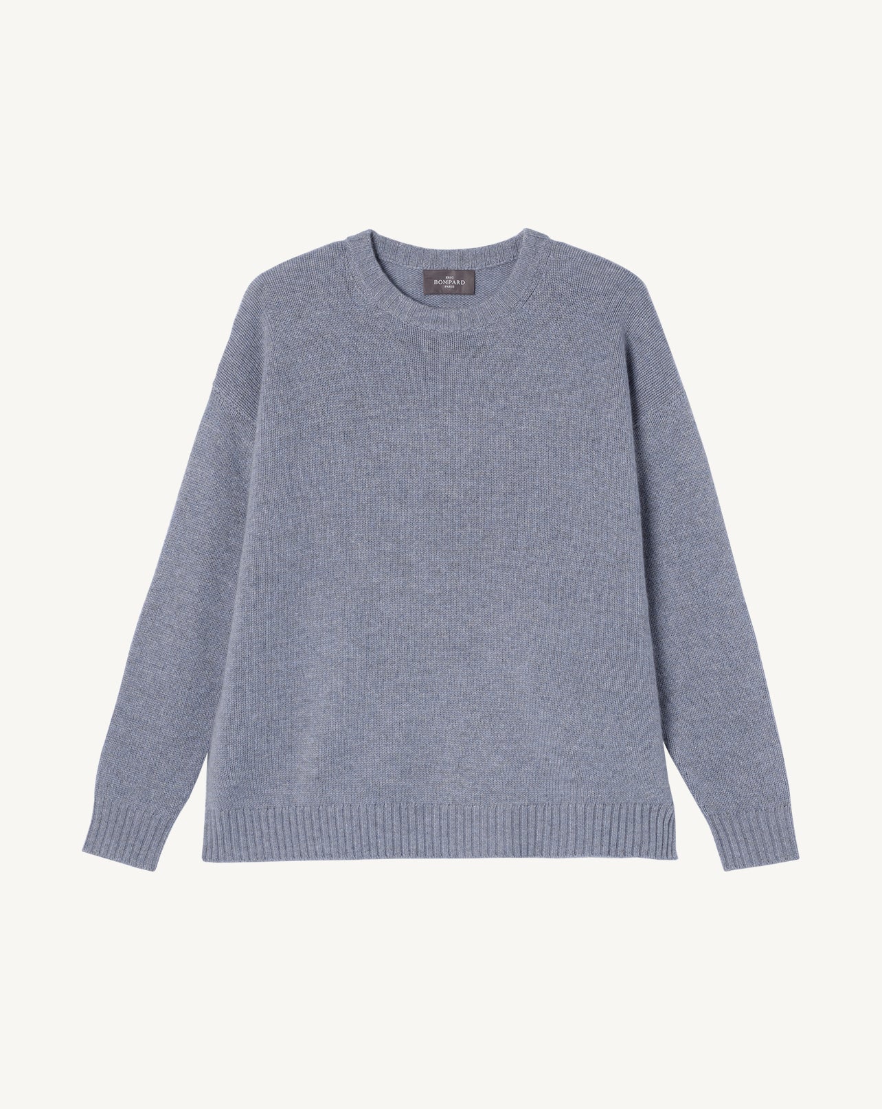 Pull col rond ample-BLEU MONTAGNE-100% cachemire