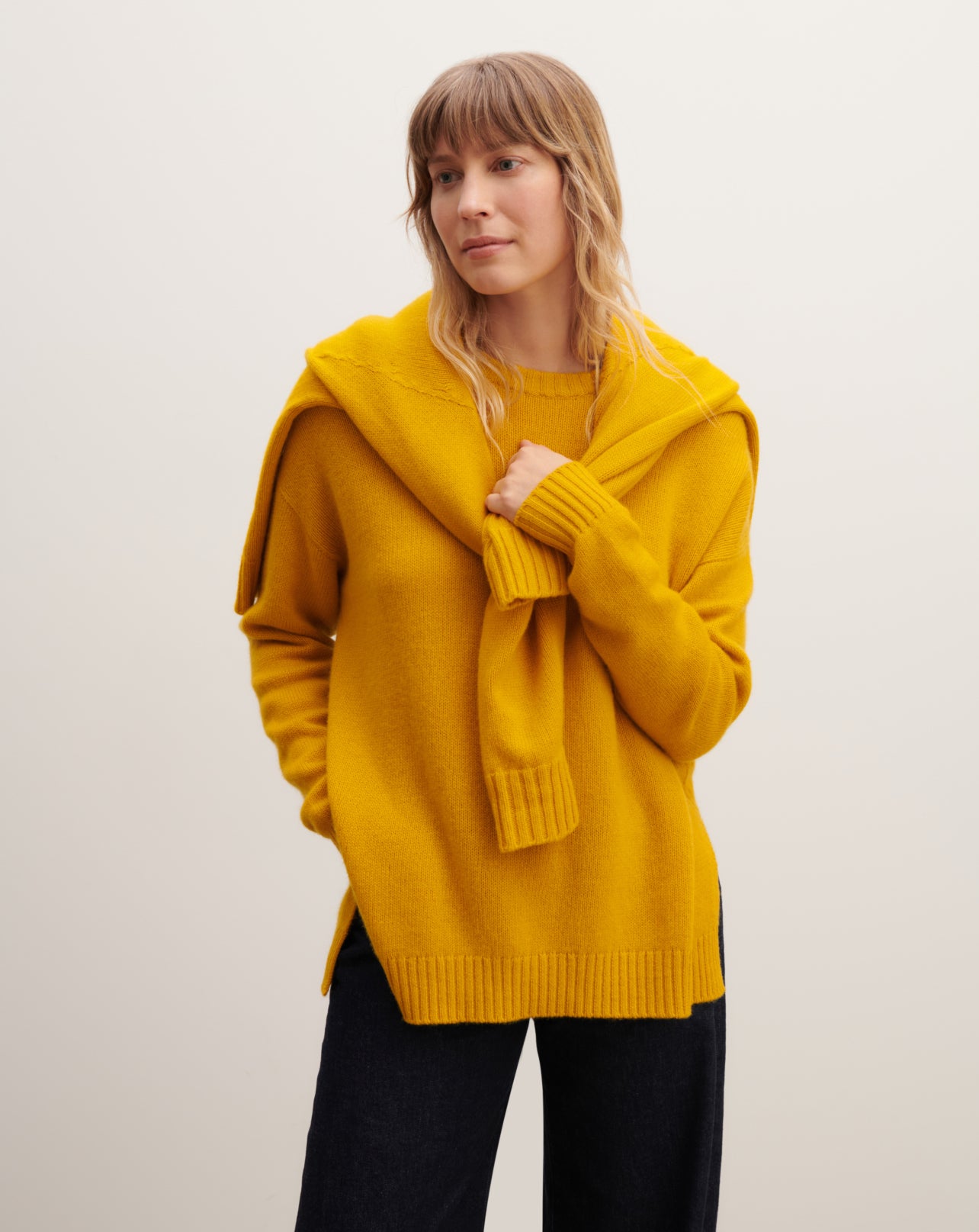 Pull col rond ample-GINKGO-100% cachemire