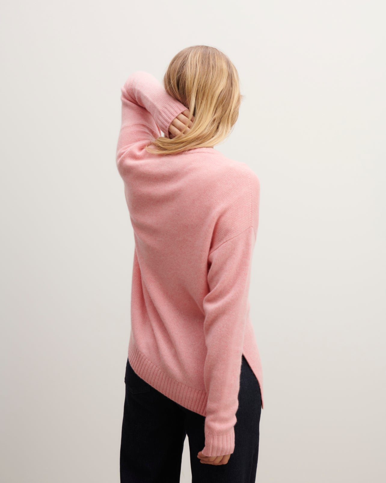 Pull col rond ample-ROSE RETRO-100% cachemire