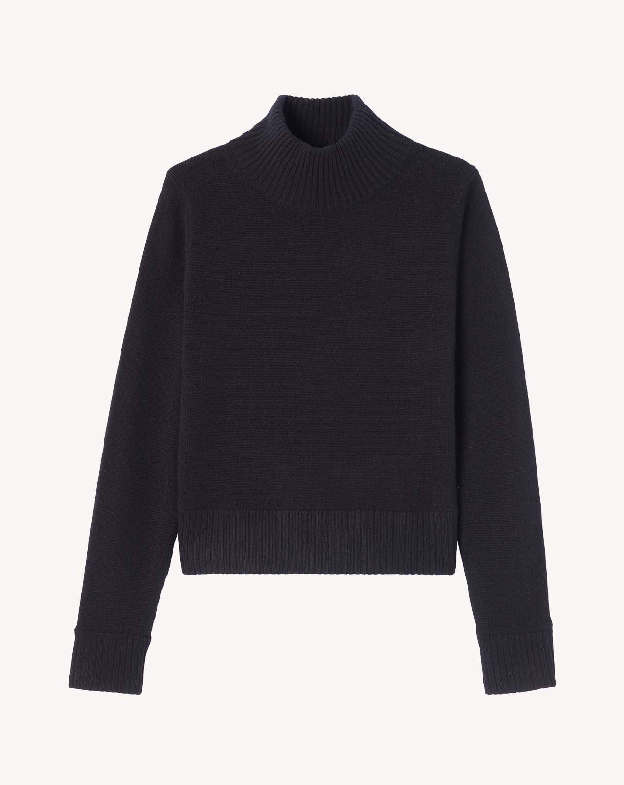 Pull col montant-NOIR-100% cachemire