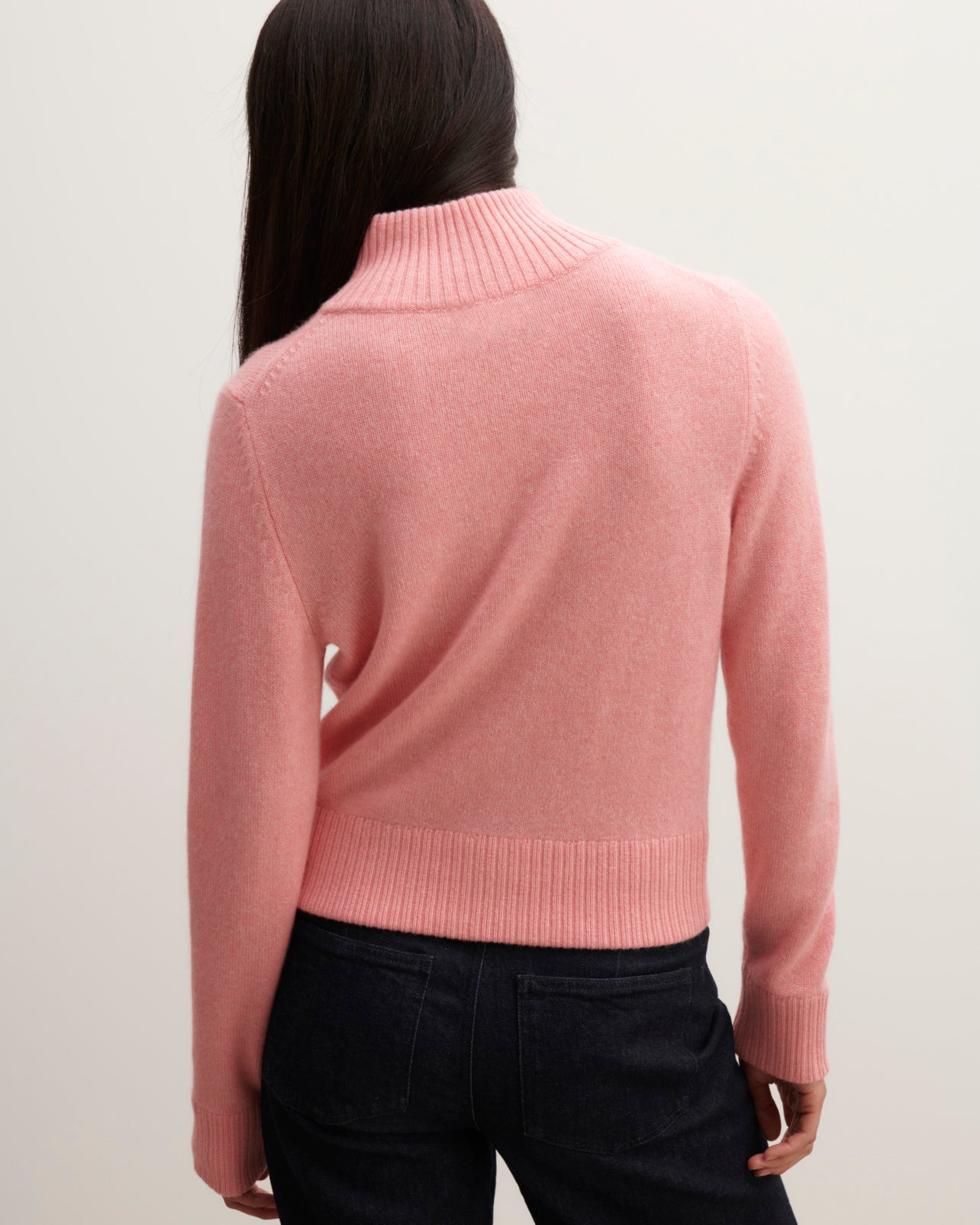 Pull col montant-ROSE RETRO-100% cachemire