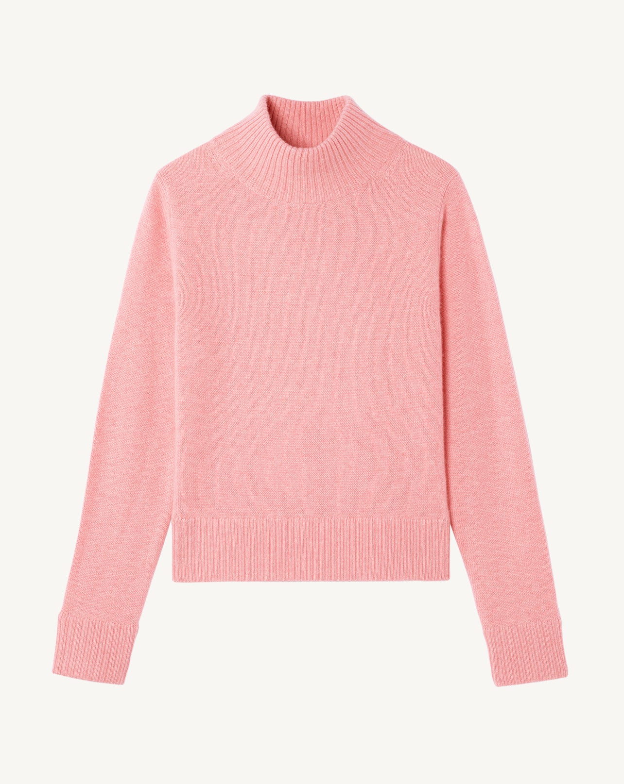 Pull col montant-ROSE RETRO-100% cachemire