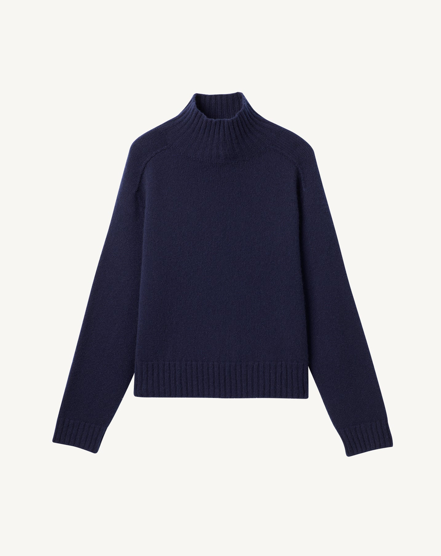 Pull col montant sans coutures-MARINE-100% CACHEMIRE