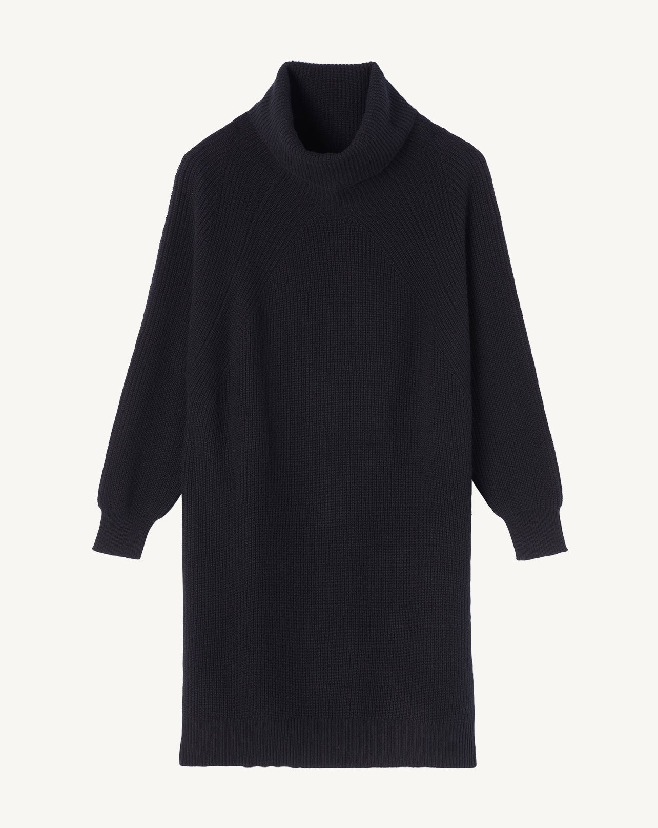 Robe col roulé à côtes-NOIR-100% cachemire