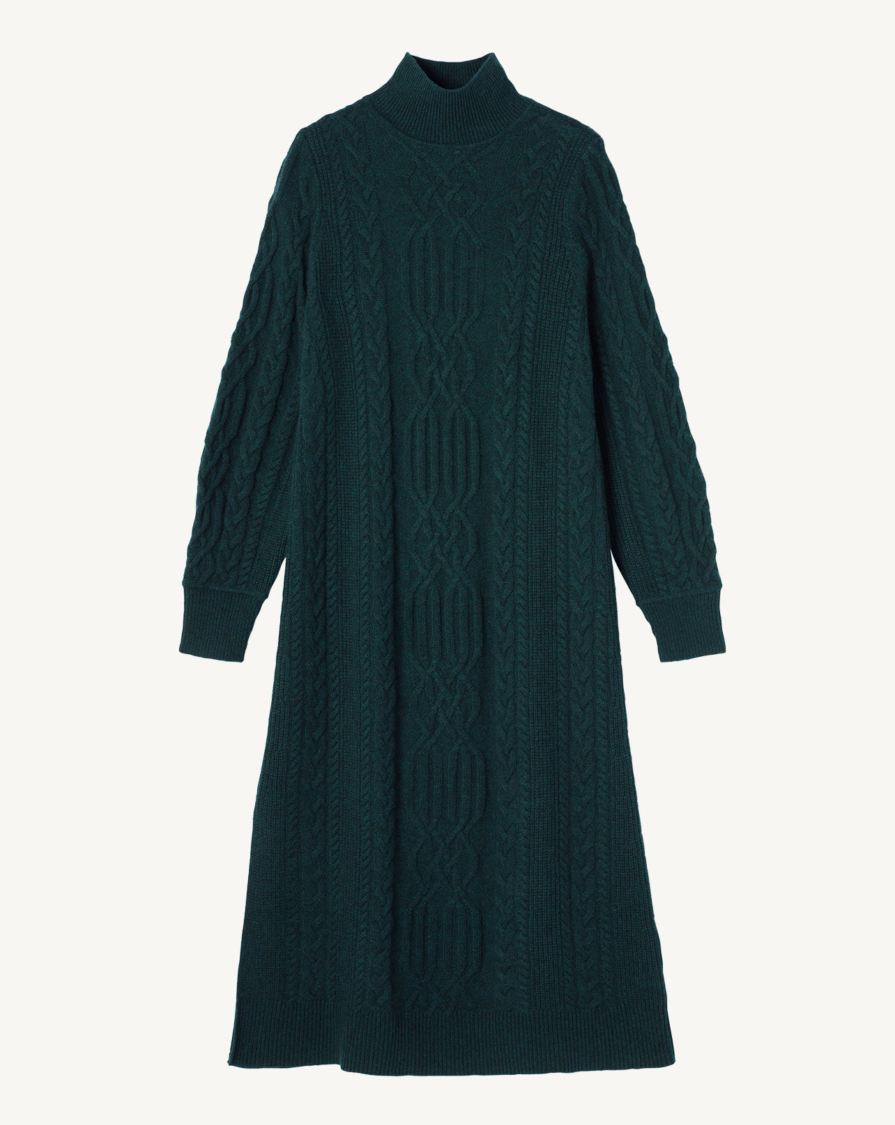 Robe longue à torsades-VERT ASTEROIDE-100% cachemire