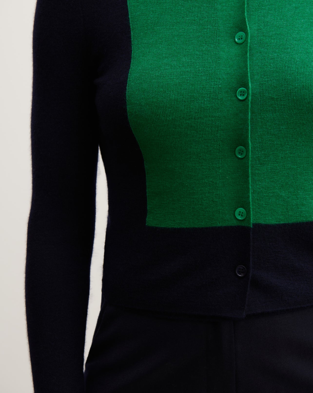 Cardigan maille unie-MARINE/VERT CAROUBY-70% cachemire 30% soie