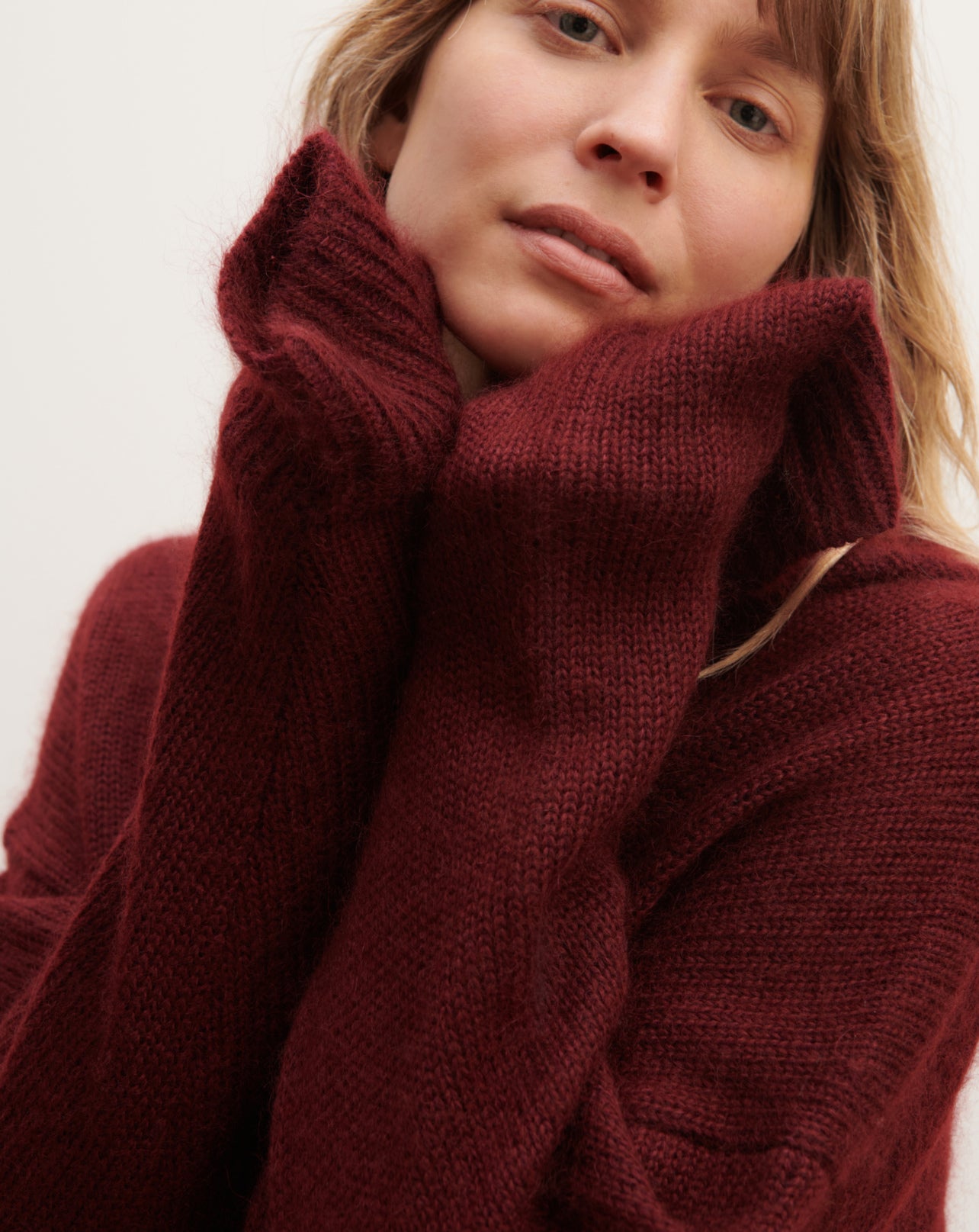 Oversize mohair turtleneck pullover