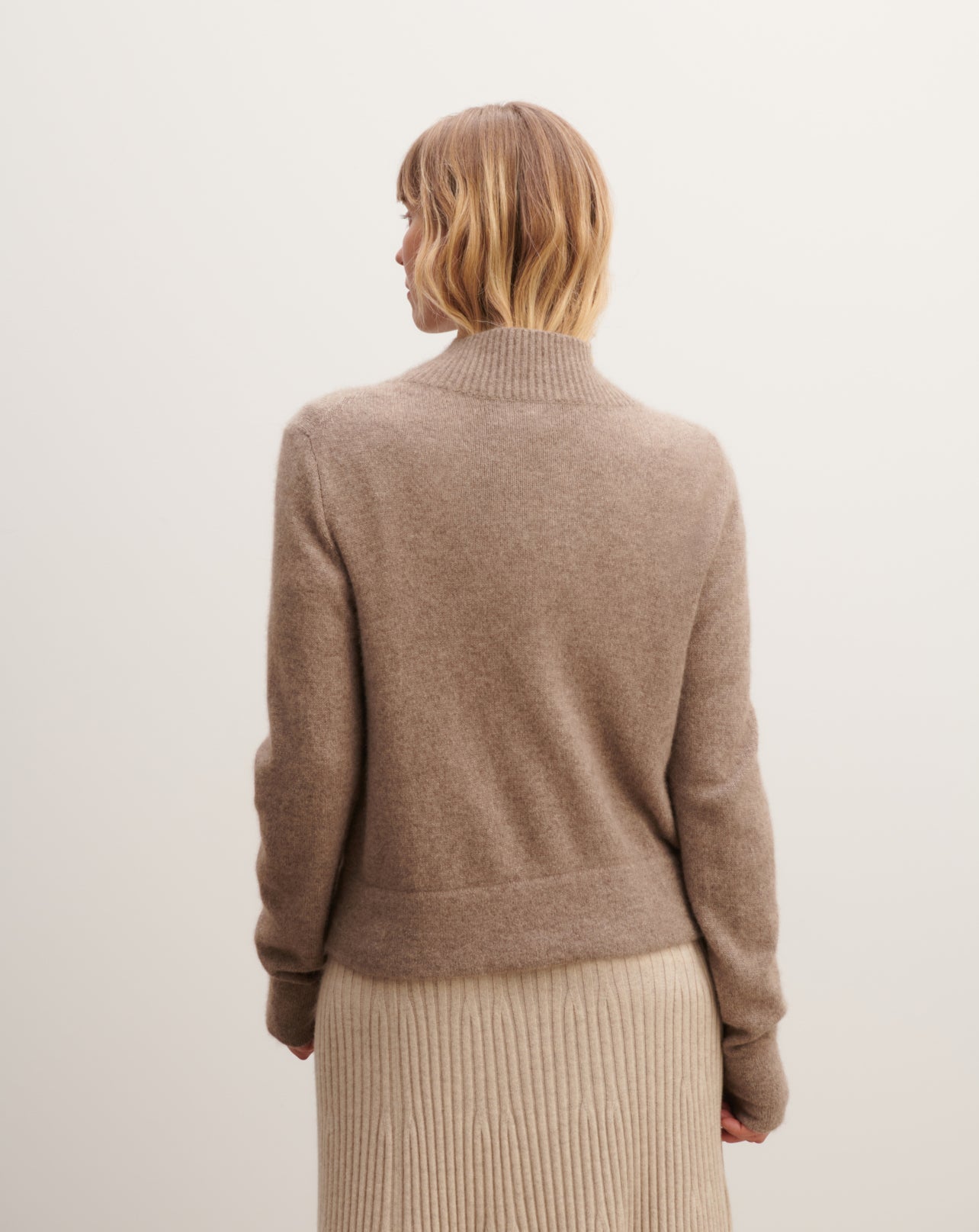 Pull col camionneur-TAUPE-50% cachemire 50% yak