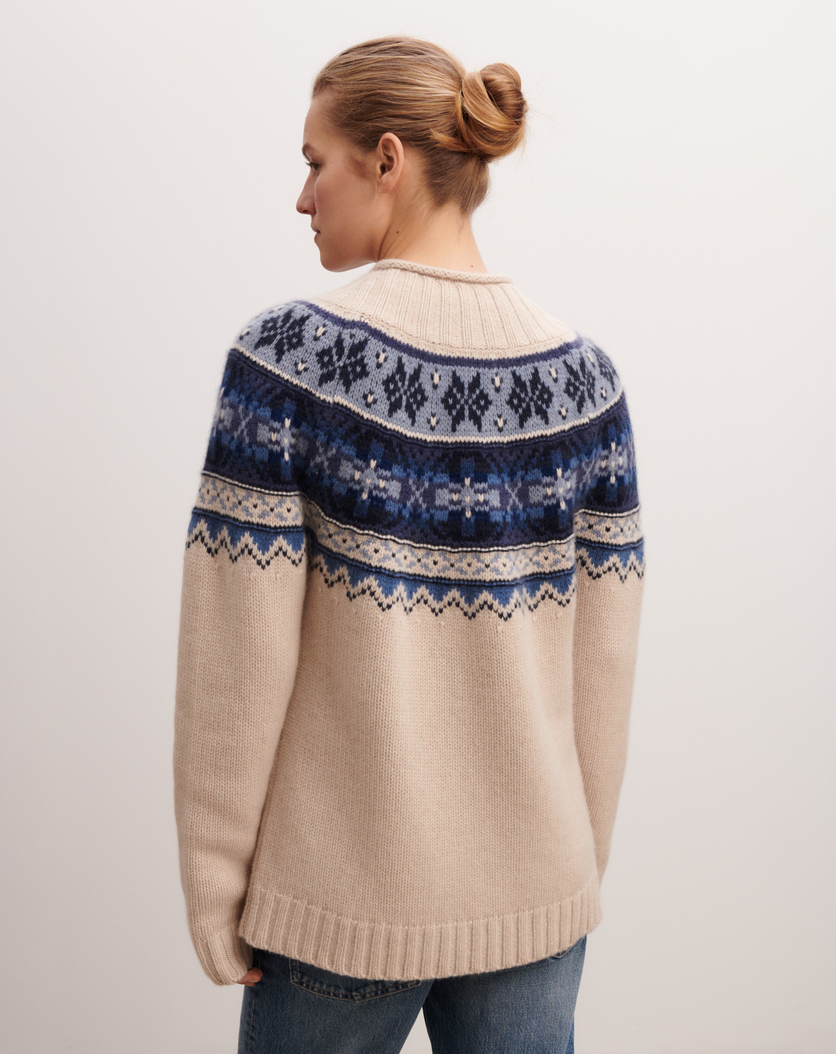 Pull col montant fairisle-NATUREL-100% cachemire