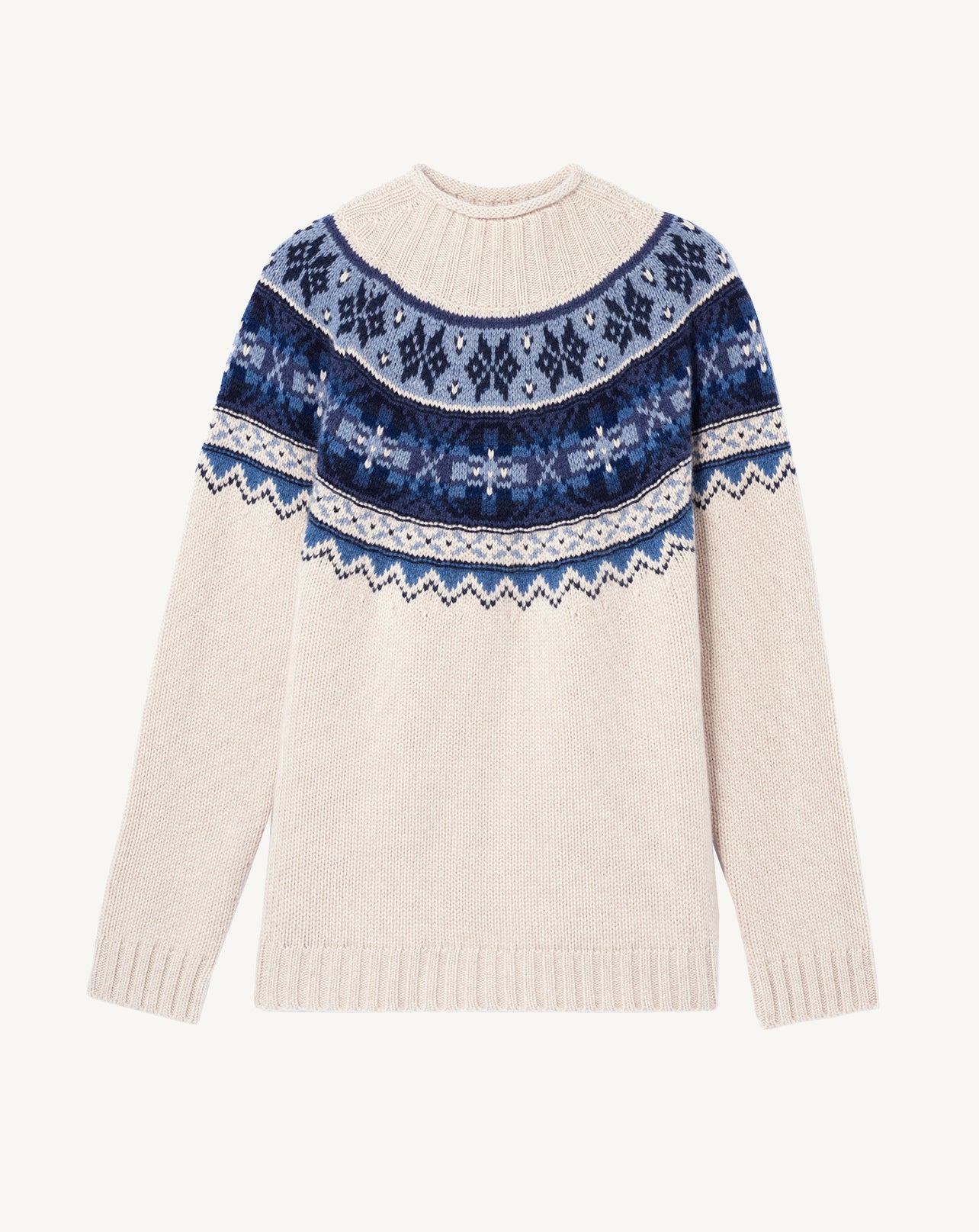 Pull col montant fairisle-NATUREL-100% cachemire